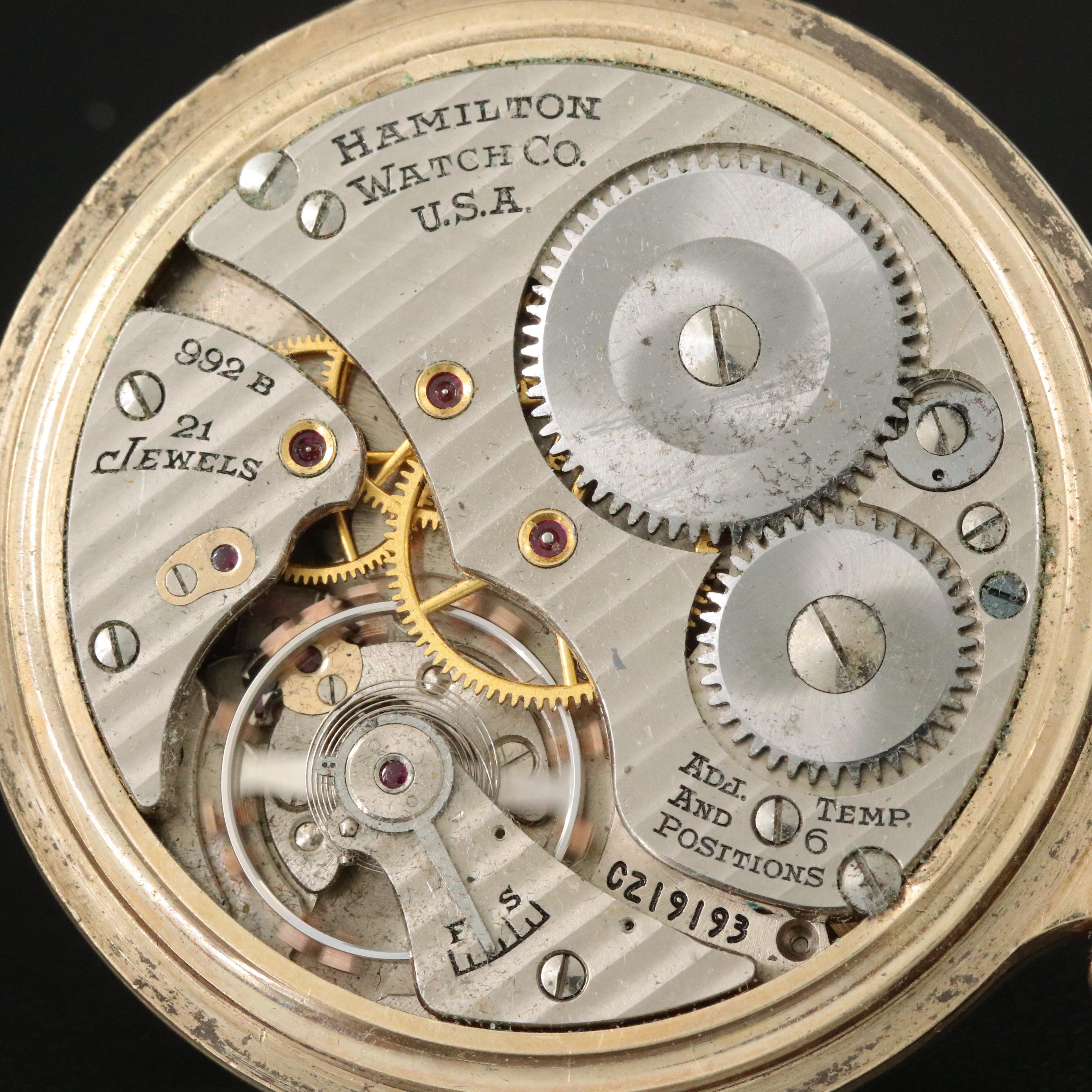 Hamilton 992B Railroad Grade Montgomery Dial Pocket Watch