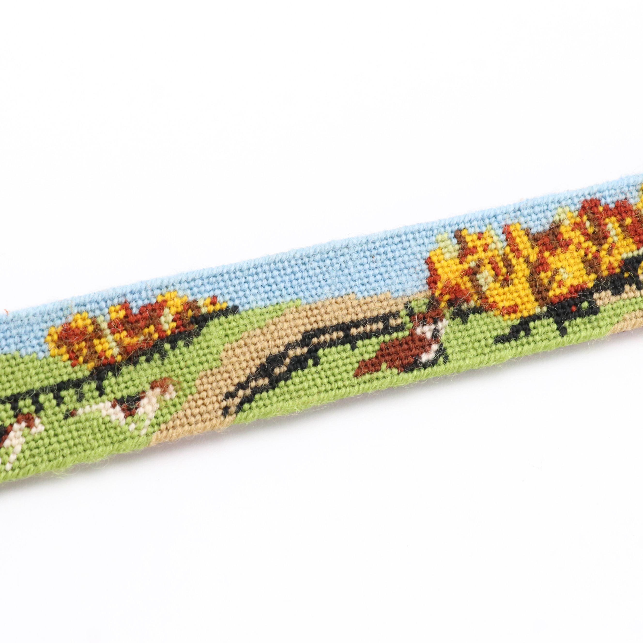 DBU Horse Farm Scene Needlepoint and Leather Belts