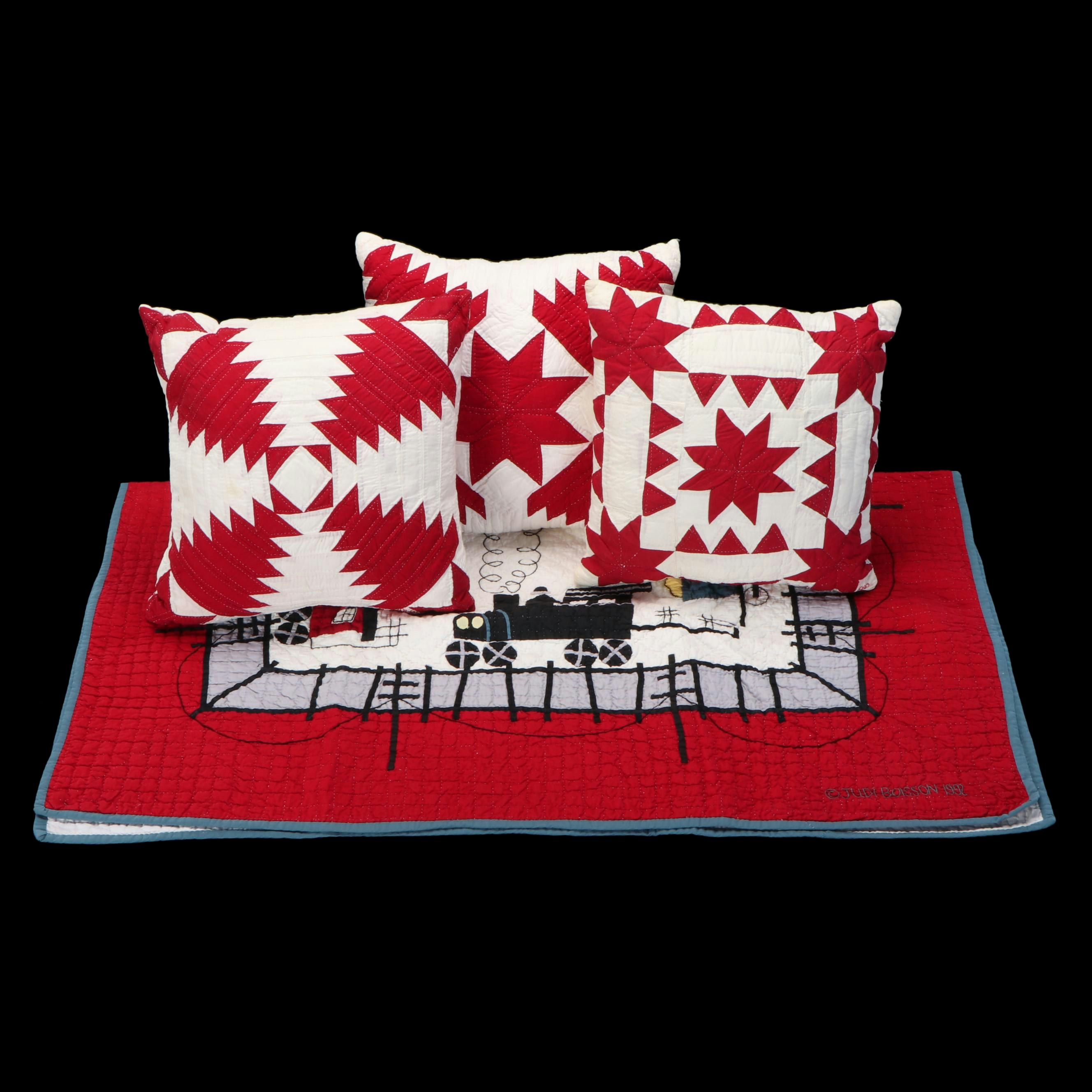 Judi Boisson "Local Loco" Crib Quilt, Pillow with "Pineapple Log Cabin" Pillows