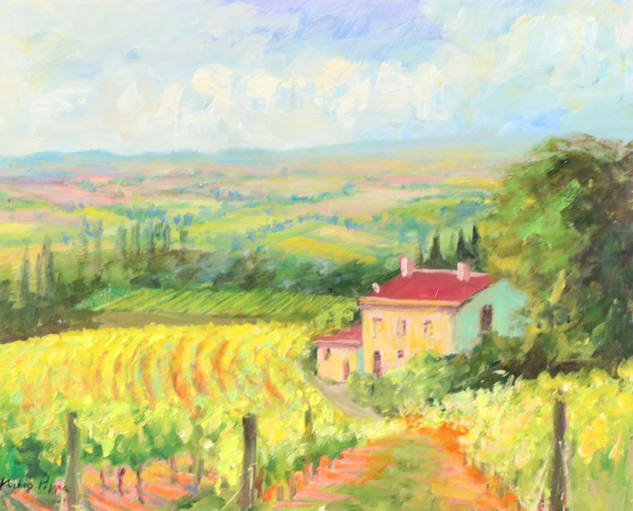 Nino Pippa Oil Painting "Wine Country Tuscany Landscape," 2018