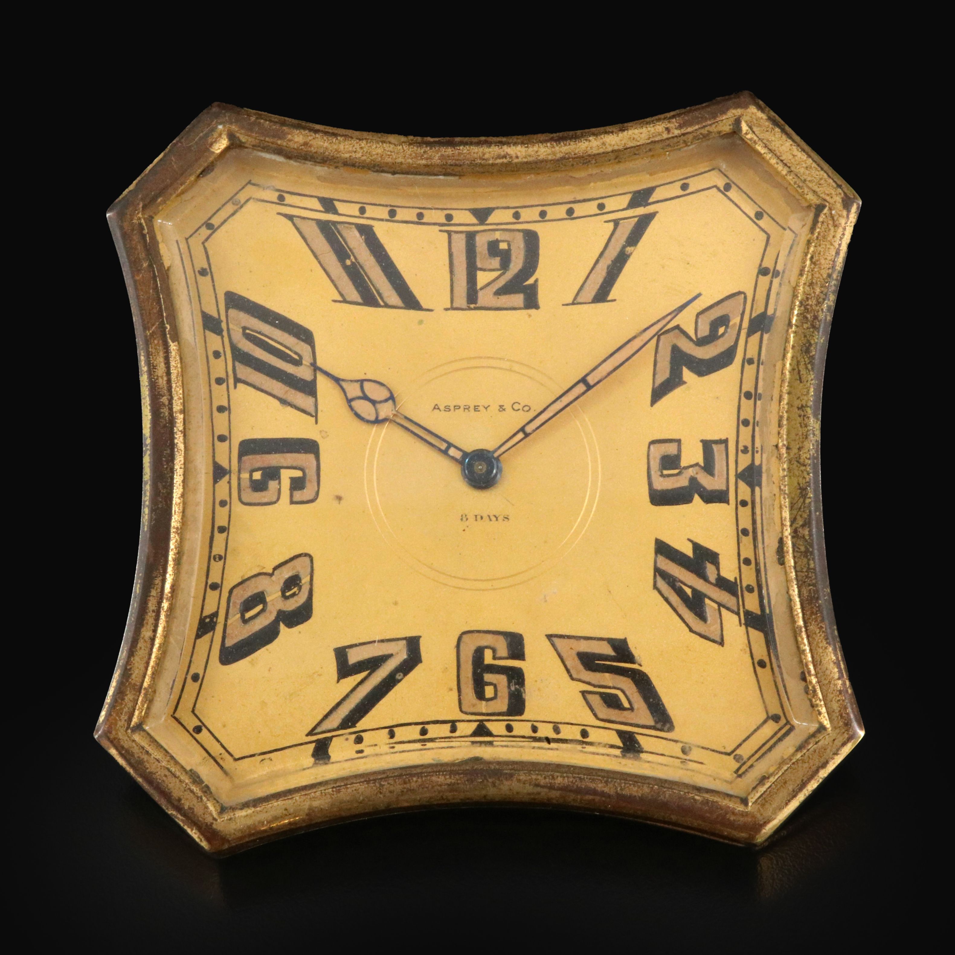 Antique Asprey & Co. 8 Day Desk Clock