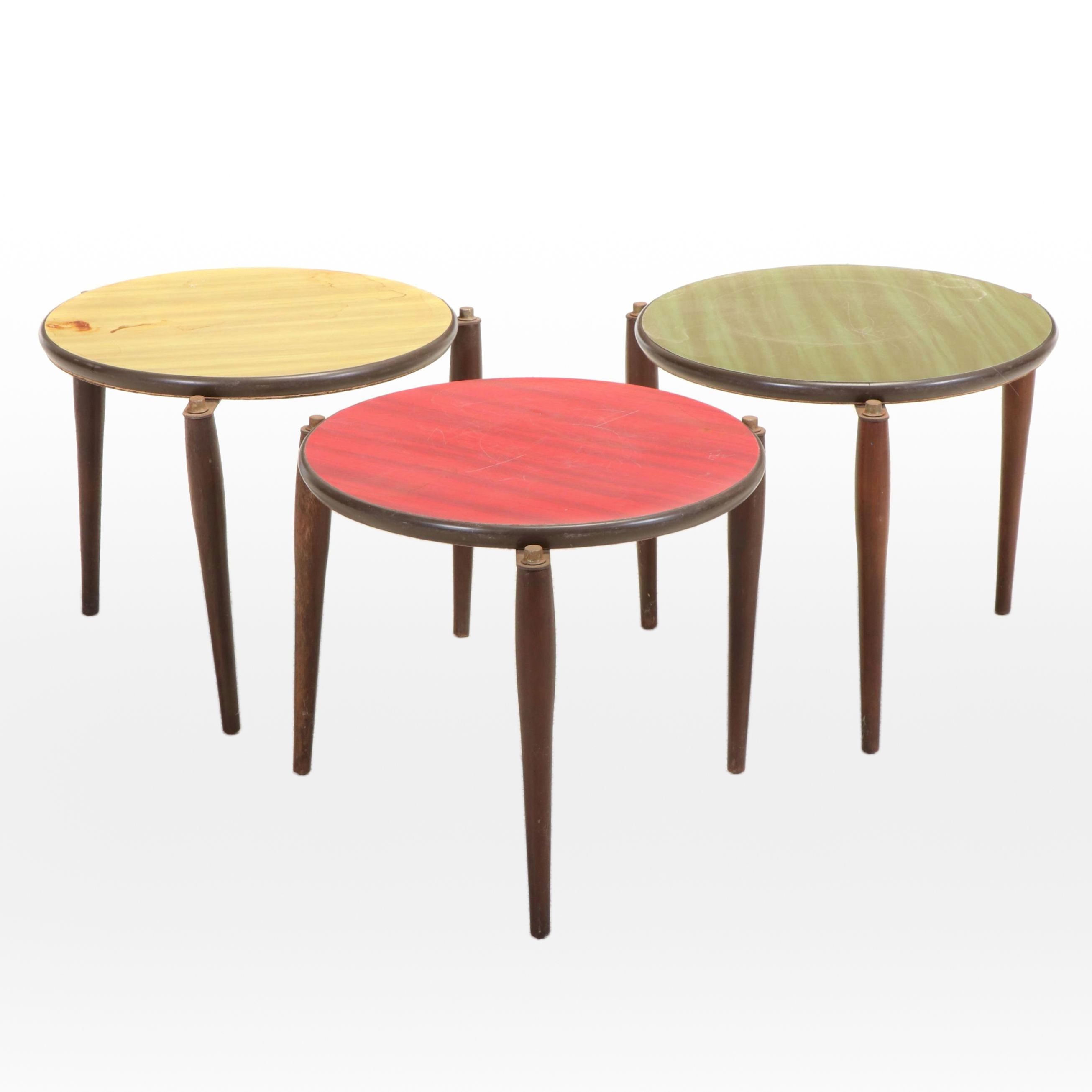 Set of Three Mid Century Modern Style Round Stacking Side Tables
