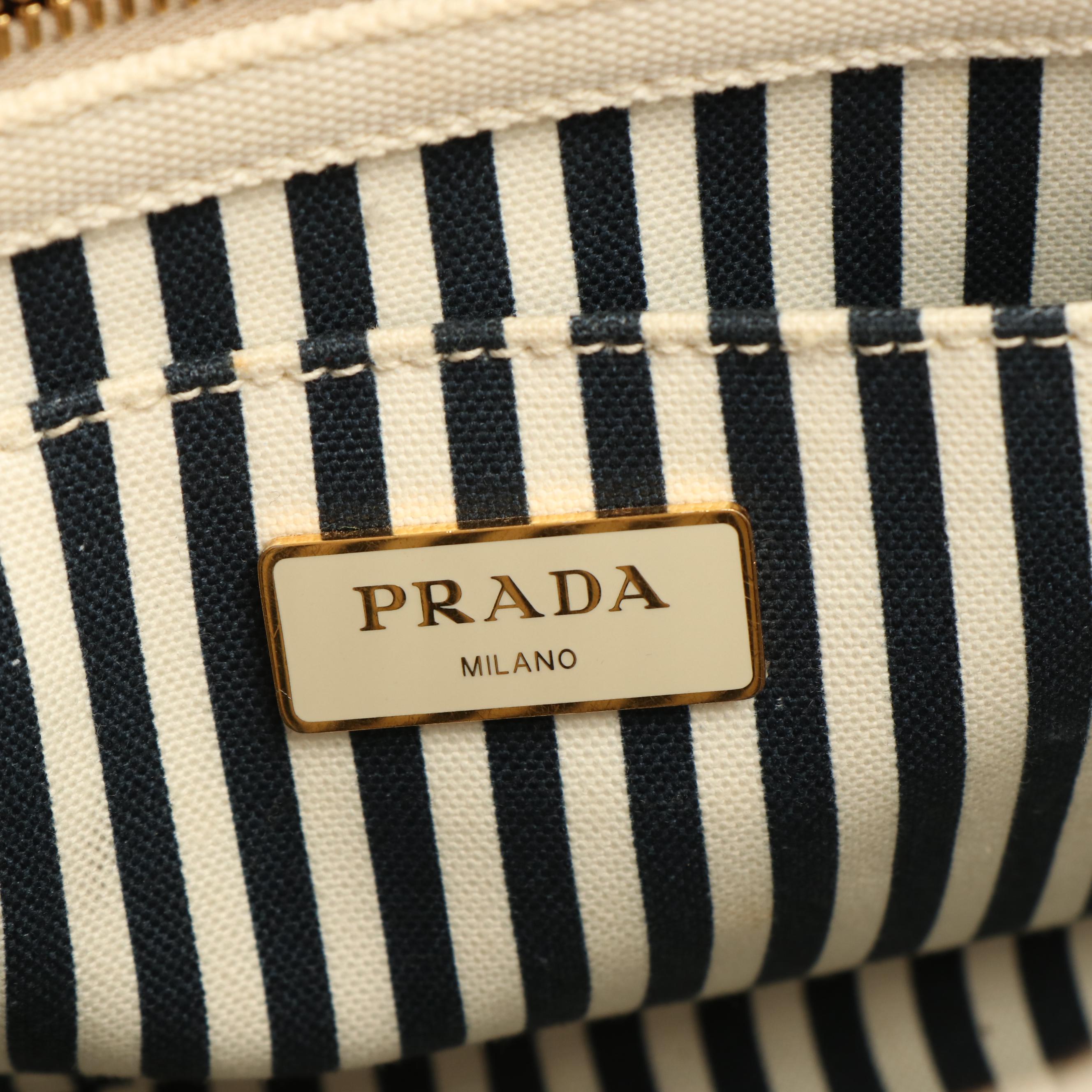 Prada Canapa Logo Tote Bag in White Canvas