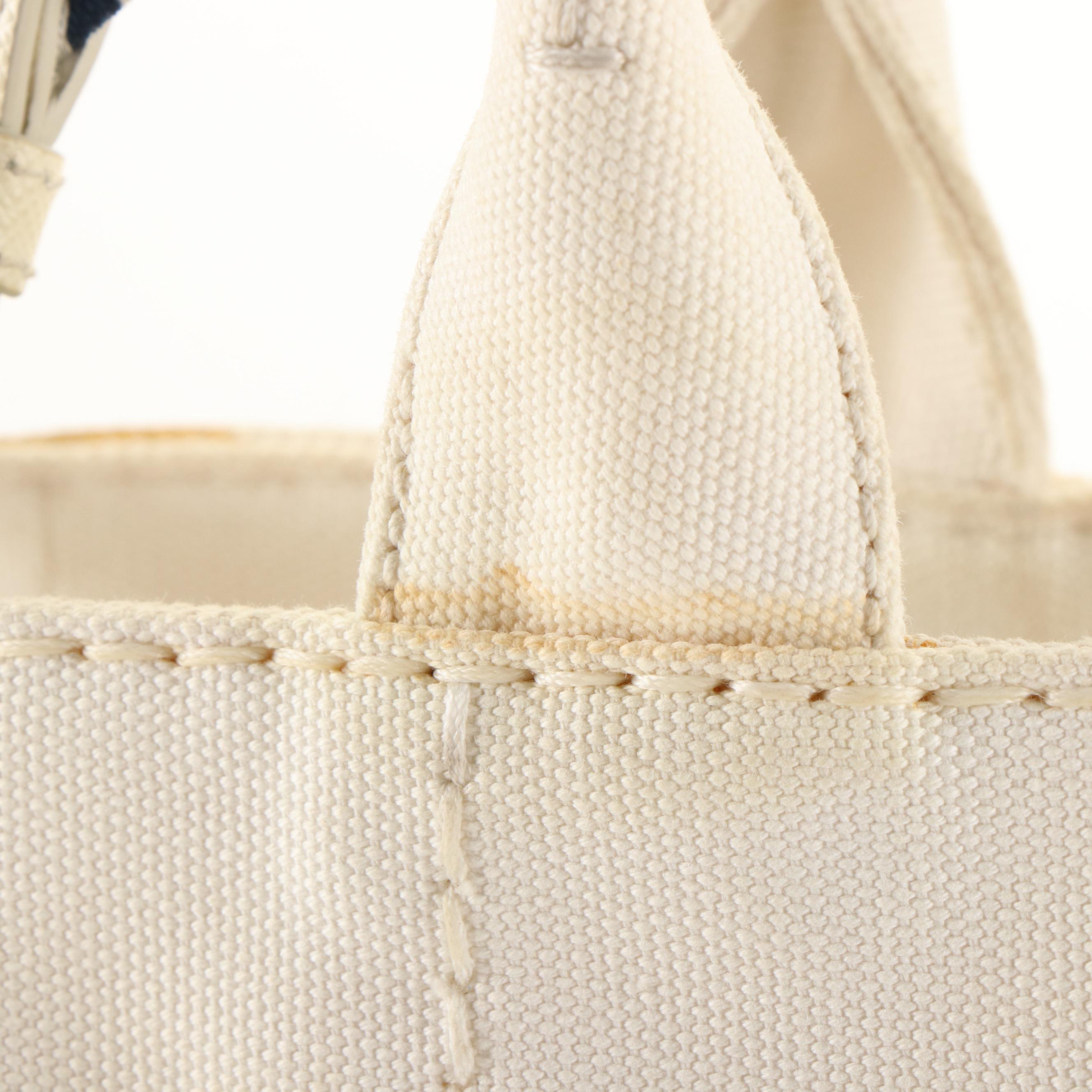 Prada Canapa Logo Tote Bag in White Canvas
