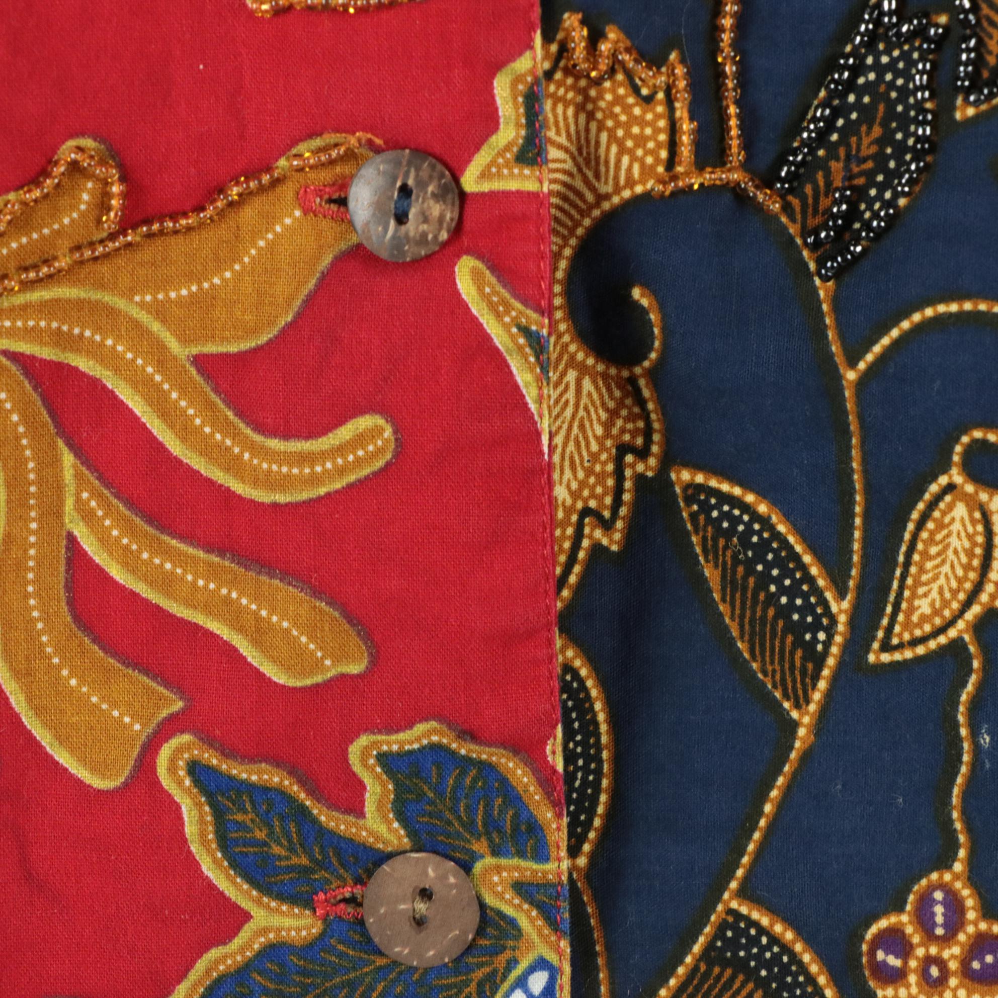 Bob Mackie Wearable Art Embroidered Top and Suryä Mixed Print/Beaded Shirt