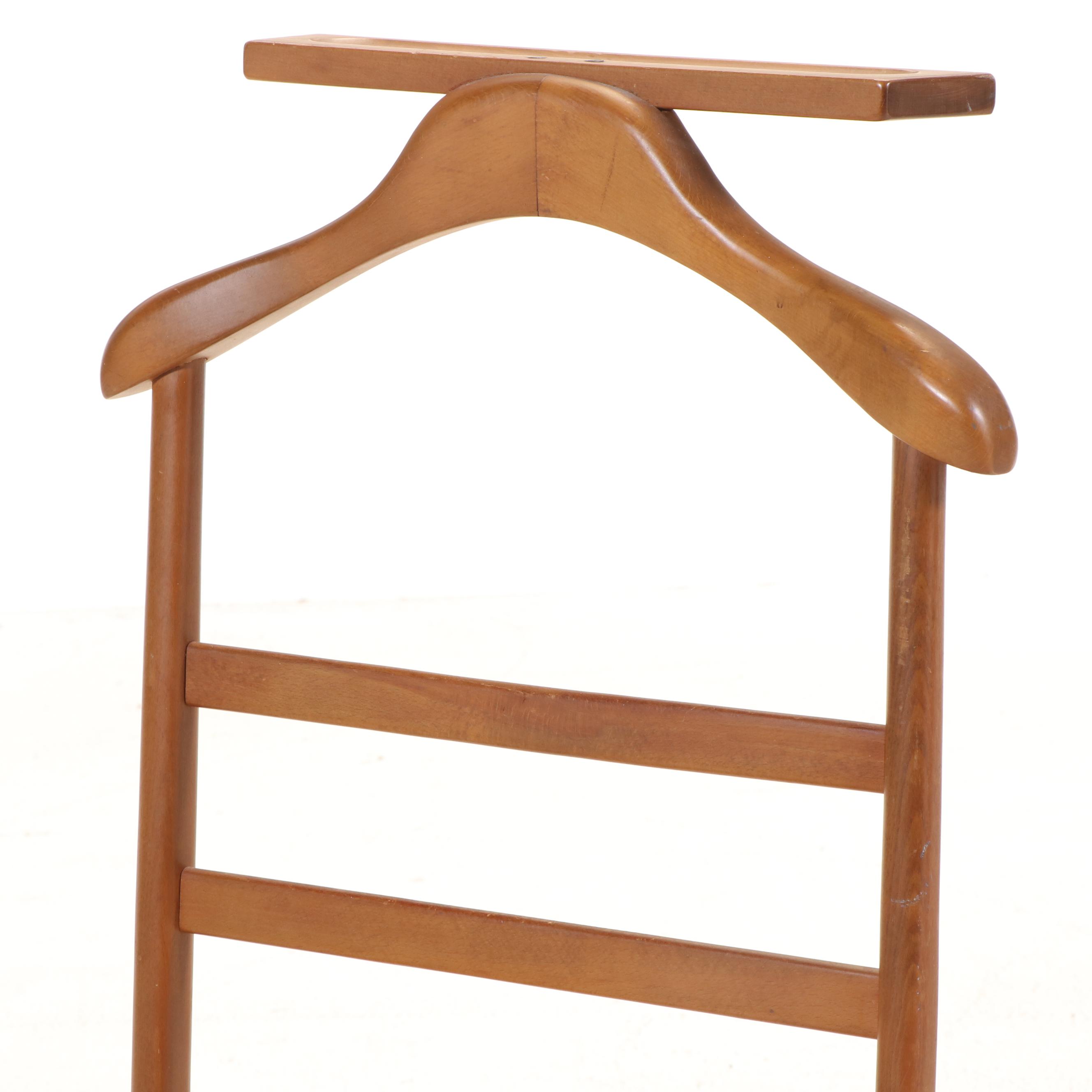 Mid Century Modern Style Walnut and Rope Woven Seat Valet Chair