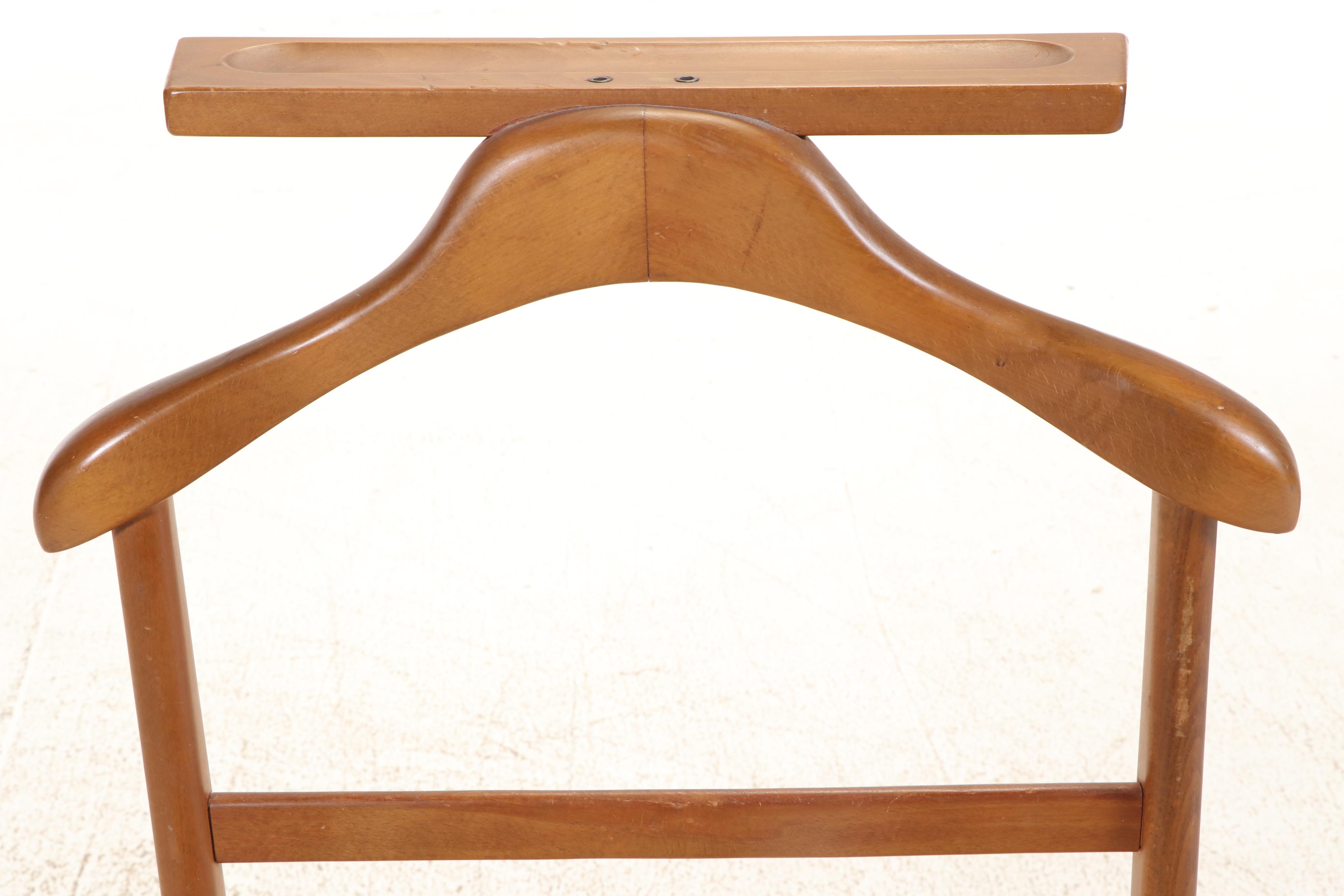 Mid Century Modern Style Walnut and Rope Woven Seat Valet Chair