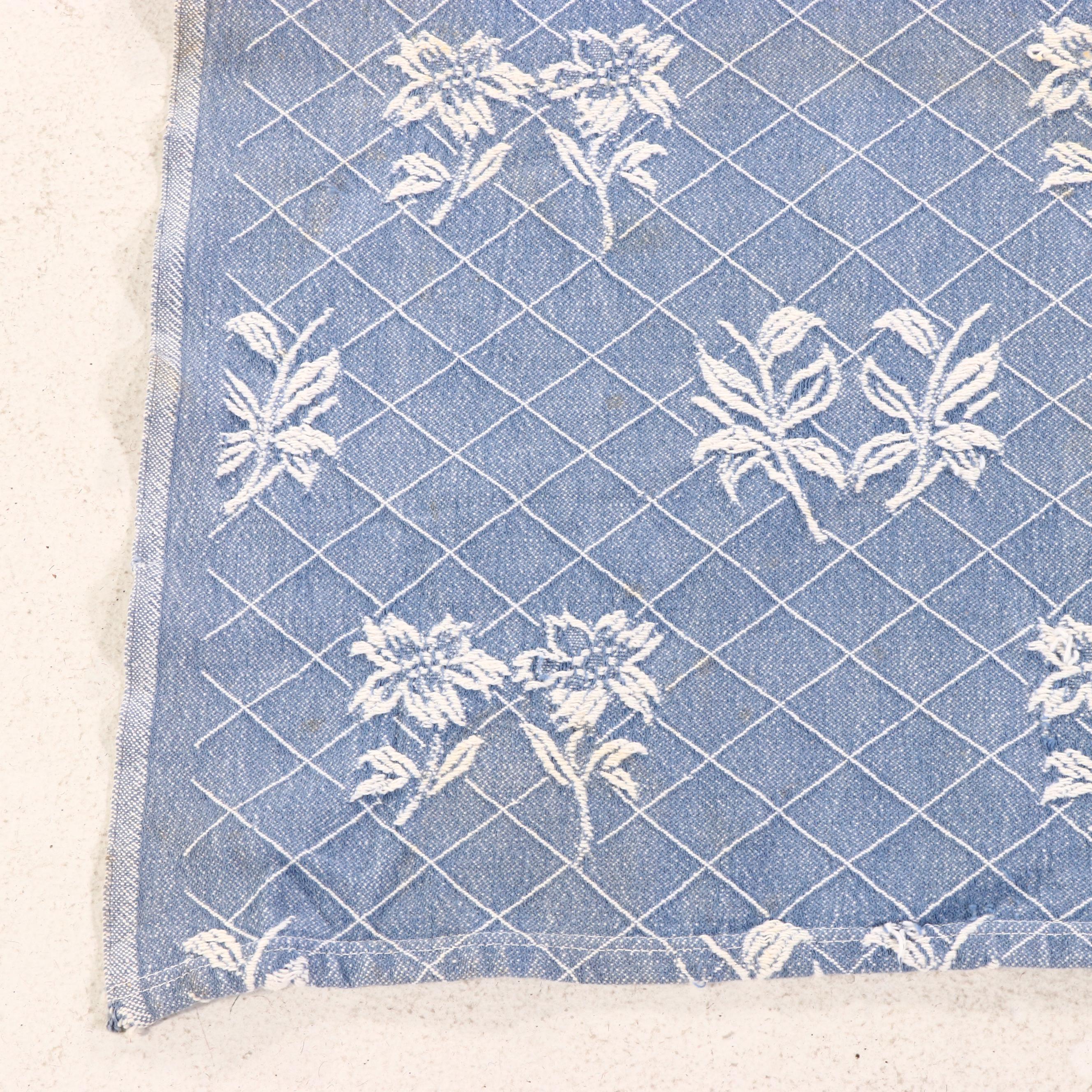 Blue and White Jacquard Woven Coverlet and Panel