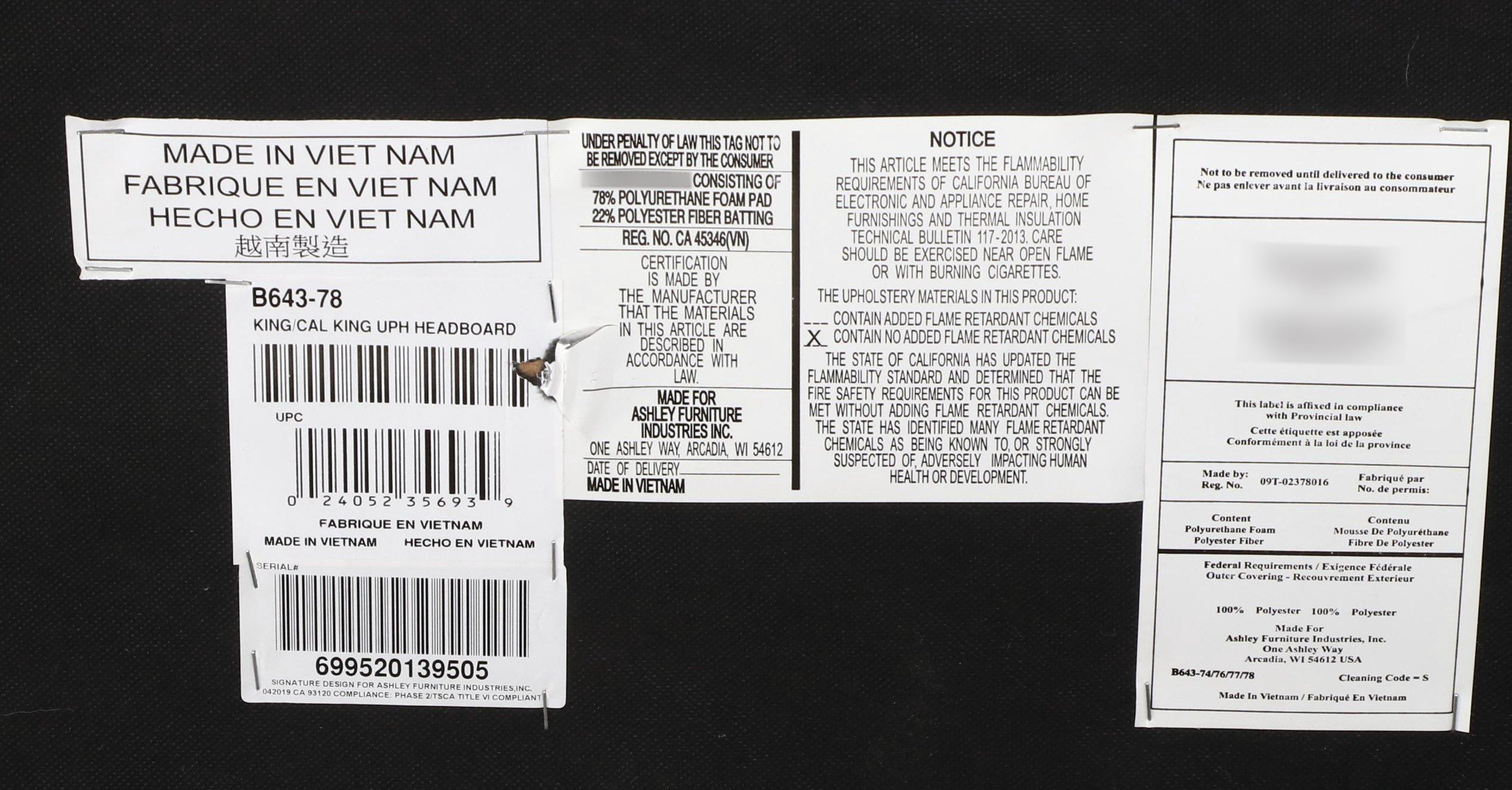 Ashley Furniture Upholstered and Tufted Sleigh Bed Frame