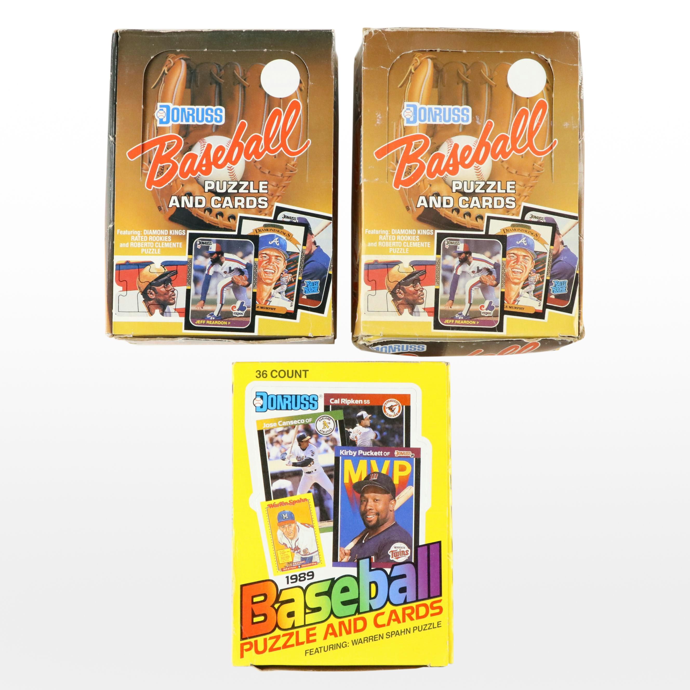 1987 and 1989 Sealed Donruss Baseball Card Wax Packs with Original Boxes