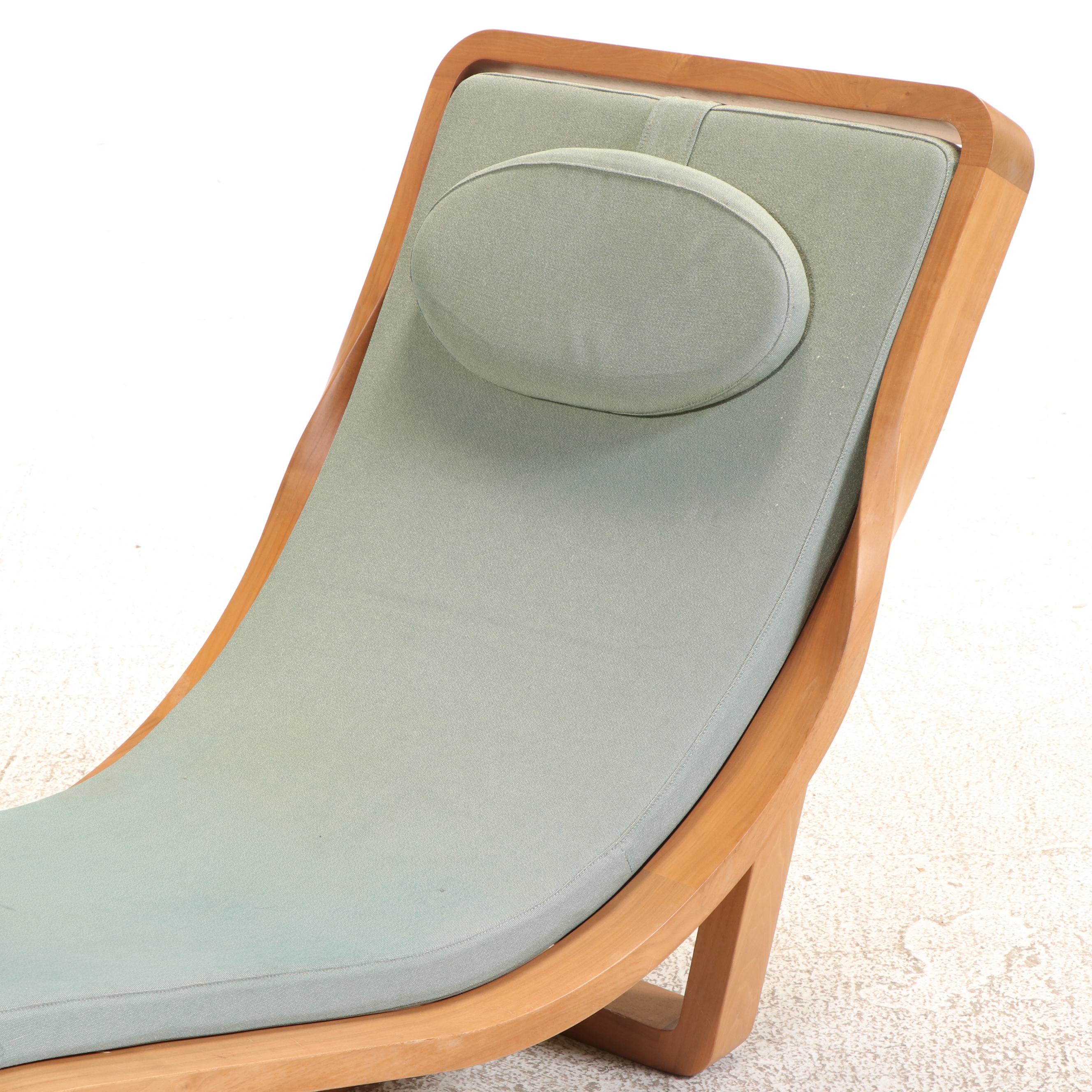 Modernist Style Bent Teak Chaise Lounge