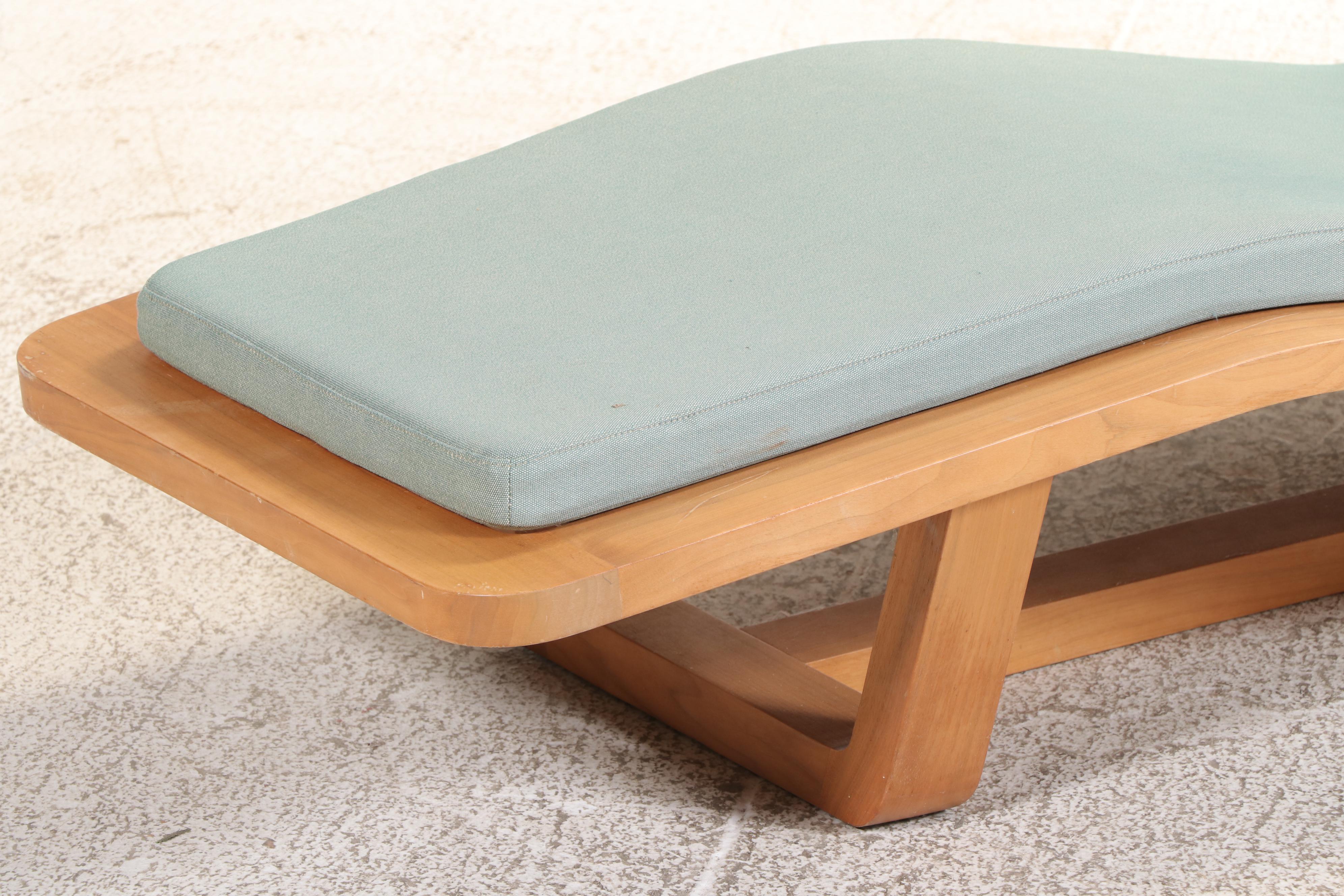 Modernist Style Bent Teak Chaise Lounge