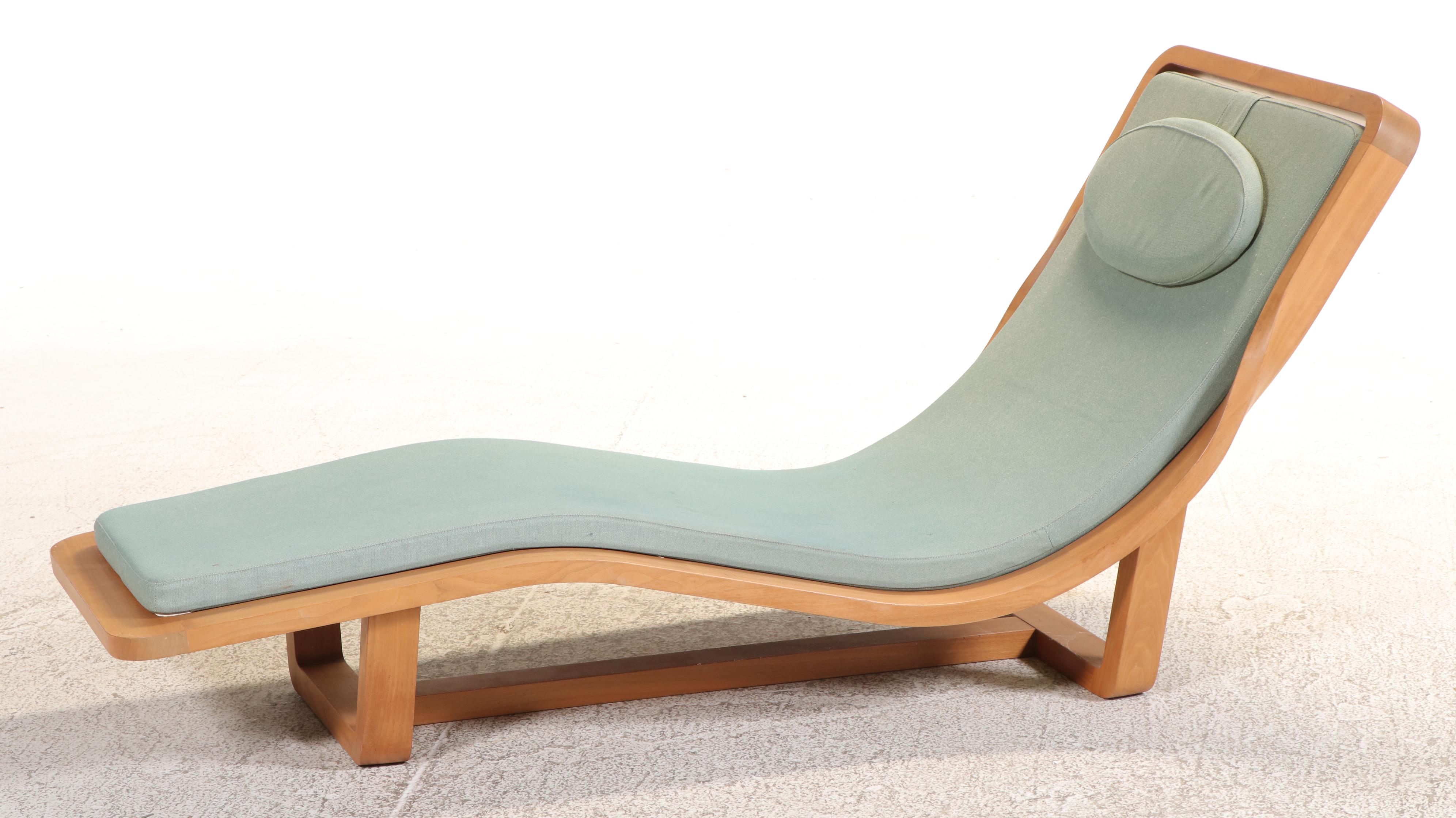 Modernist Style Bent Teak Chaise Lounge