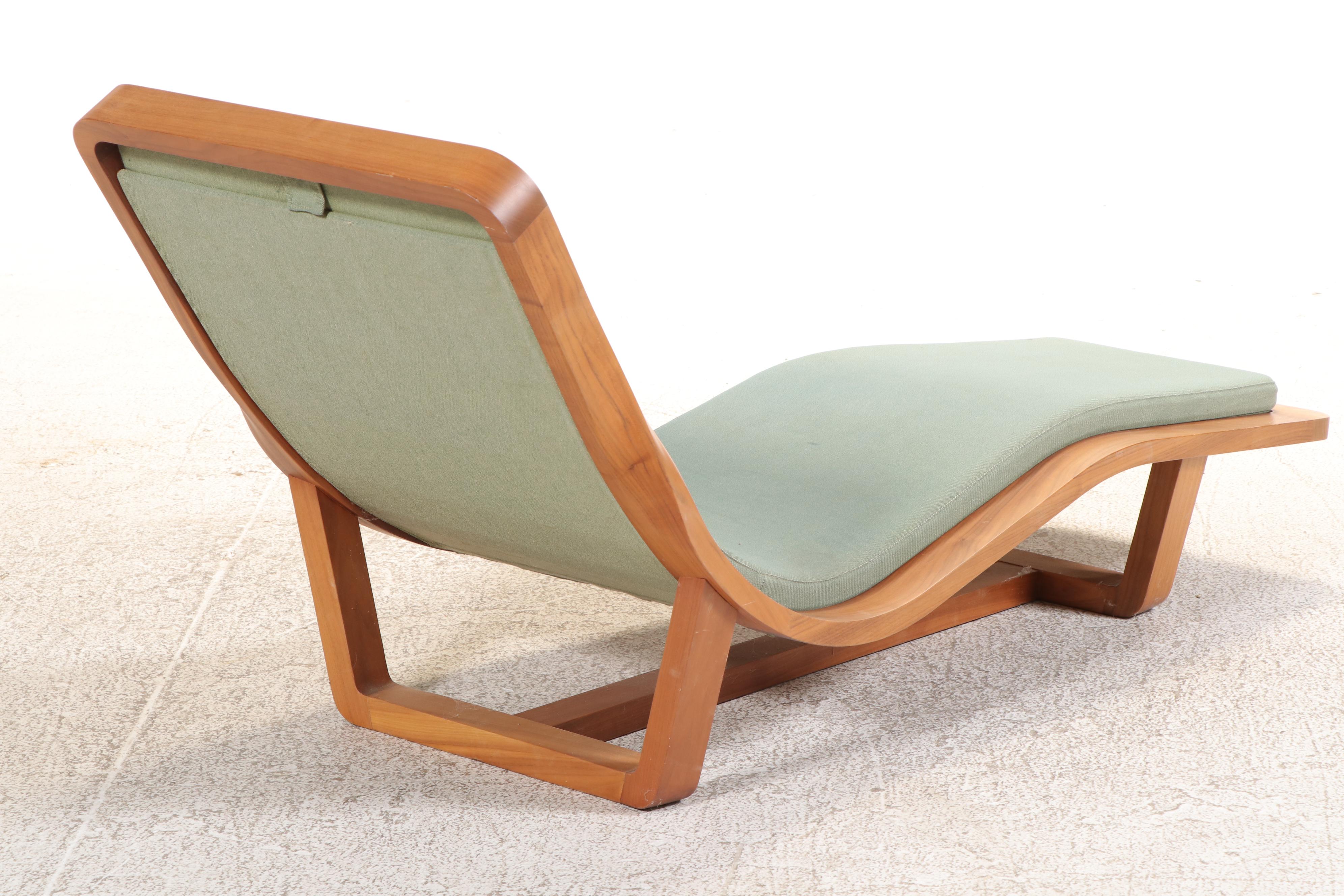 Modernist Style Bent Teak Chaise Lounge