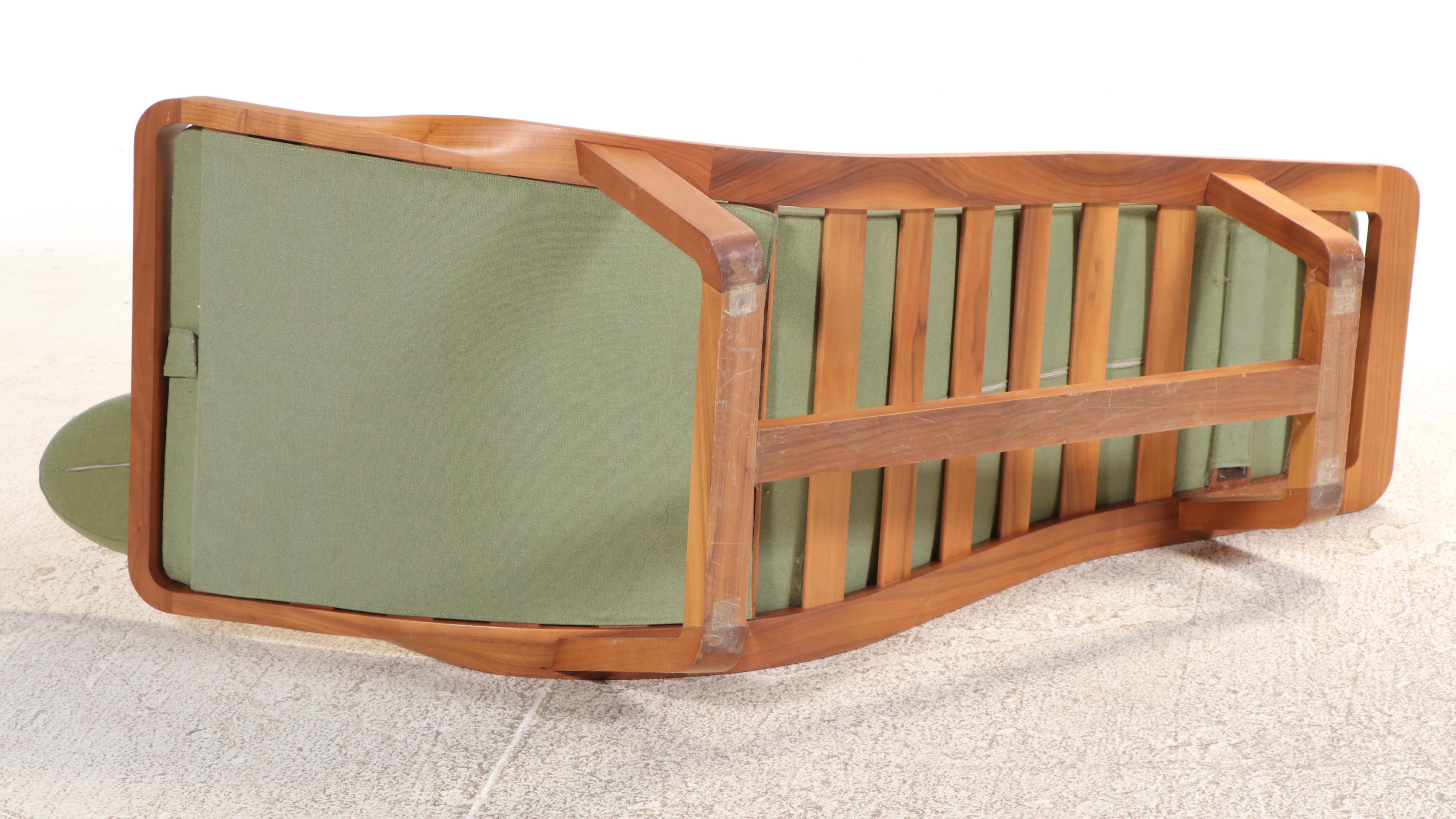 Modernist Style Bent Teak Chaise Lounge