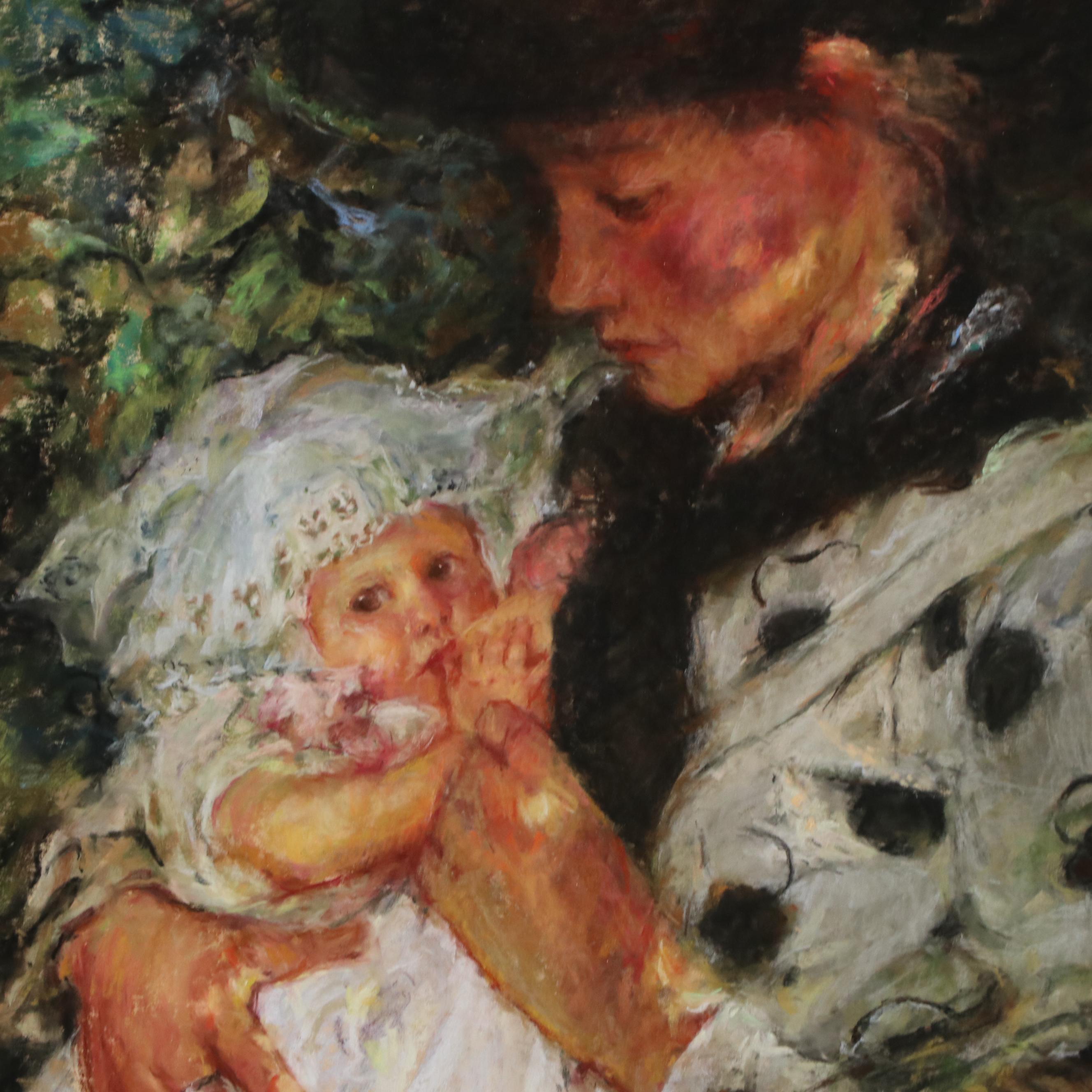 Fogel Pastel Drawing of Mother and Child After James Jebusa Shannon