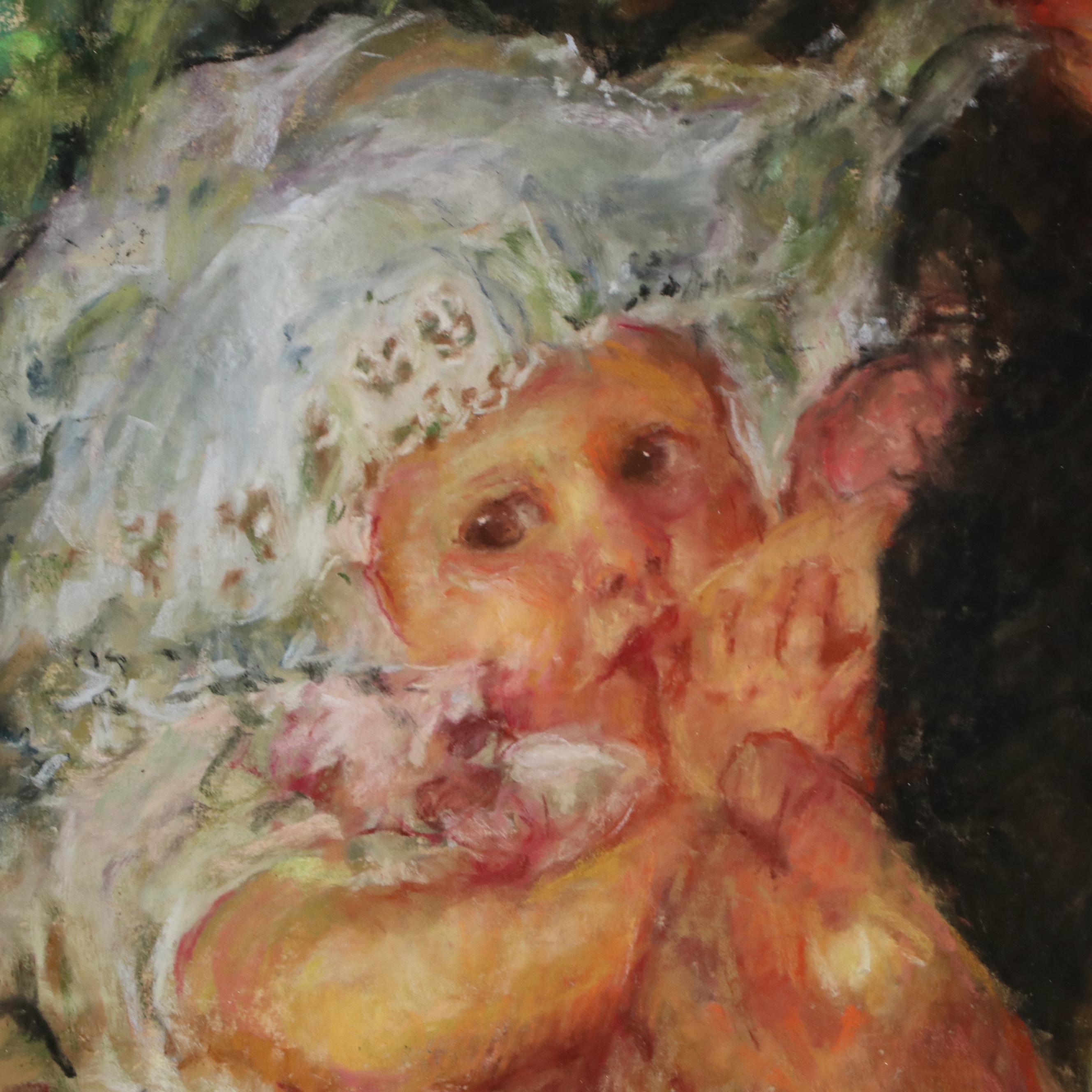 Fogel Pastel Drawing of Mother and Child After James Jebusa Shannon