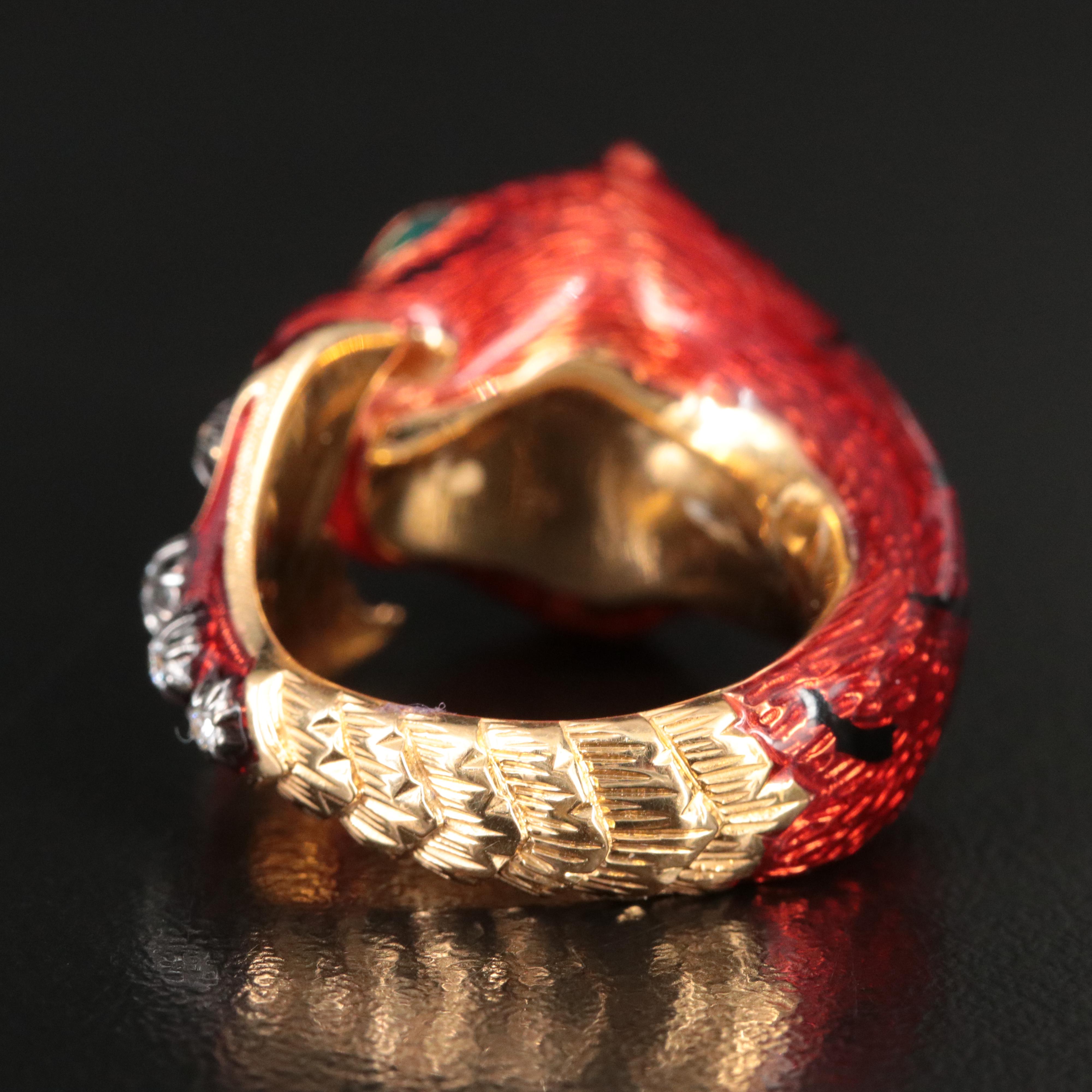 Gucci Le Marche Des Merveilles 18K Enamel and 0.28 CTW Diamond Tiger Ring