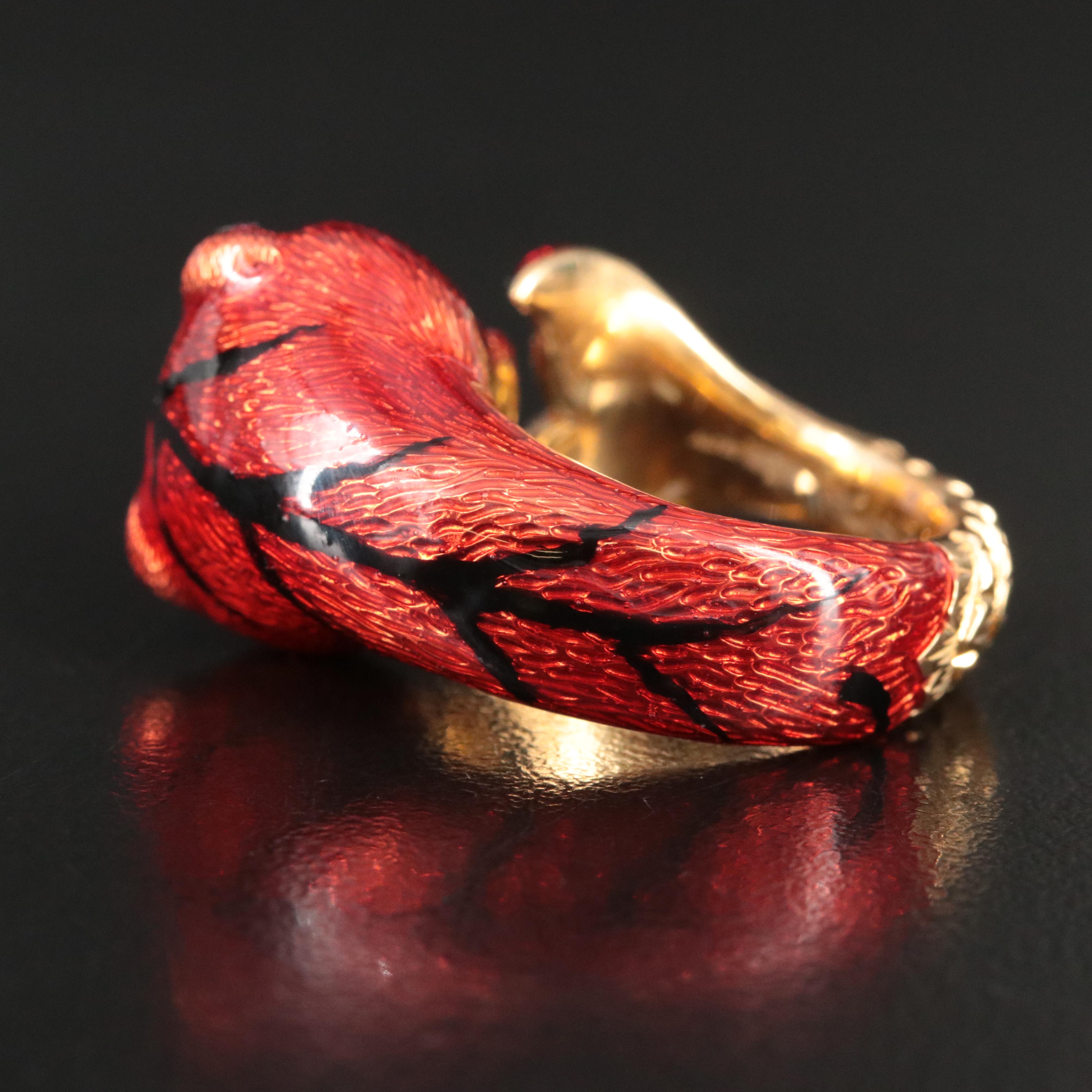 Gucci Le Marche Des Merveilles 18K Enamel and 0.28 CTW Diamond Tiger Ring