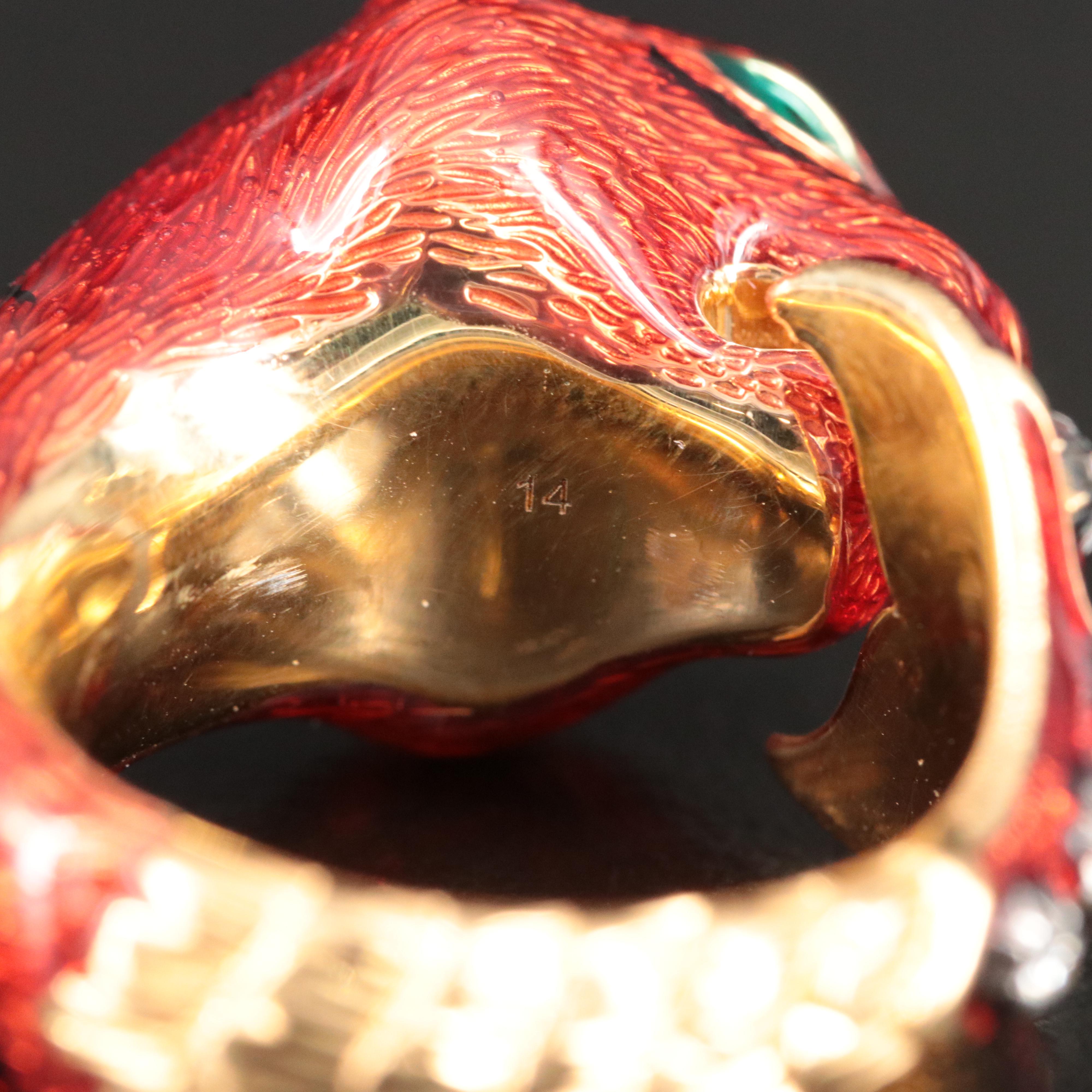 Gucci Le Marche Des Merveilles 18K Enamel and 0.28 CTW Diamond Tiger Ring