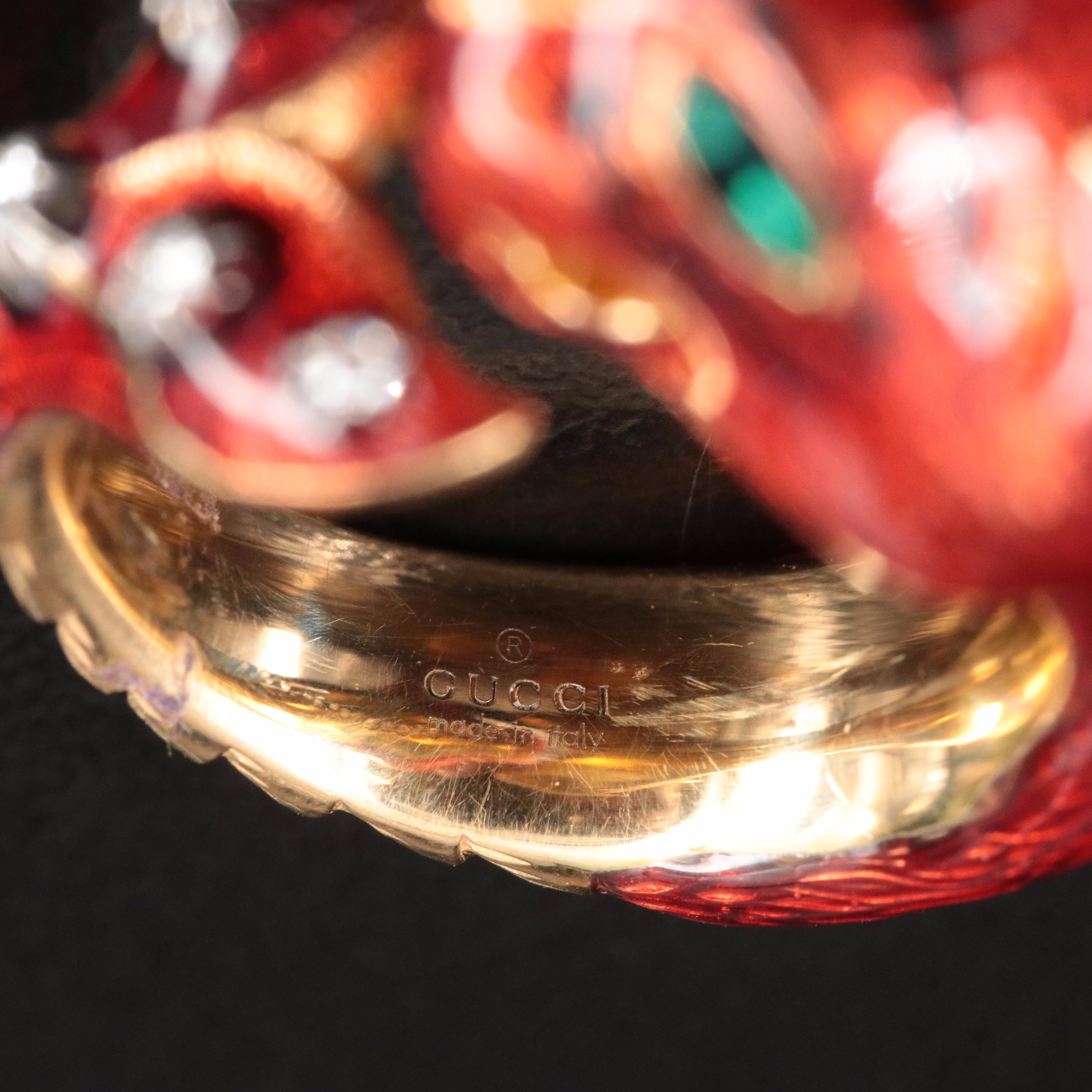 Gucci Le Marche Des Merveilles 18K Enamel and 0.28 CTW Diamond Tiger Ring