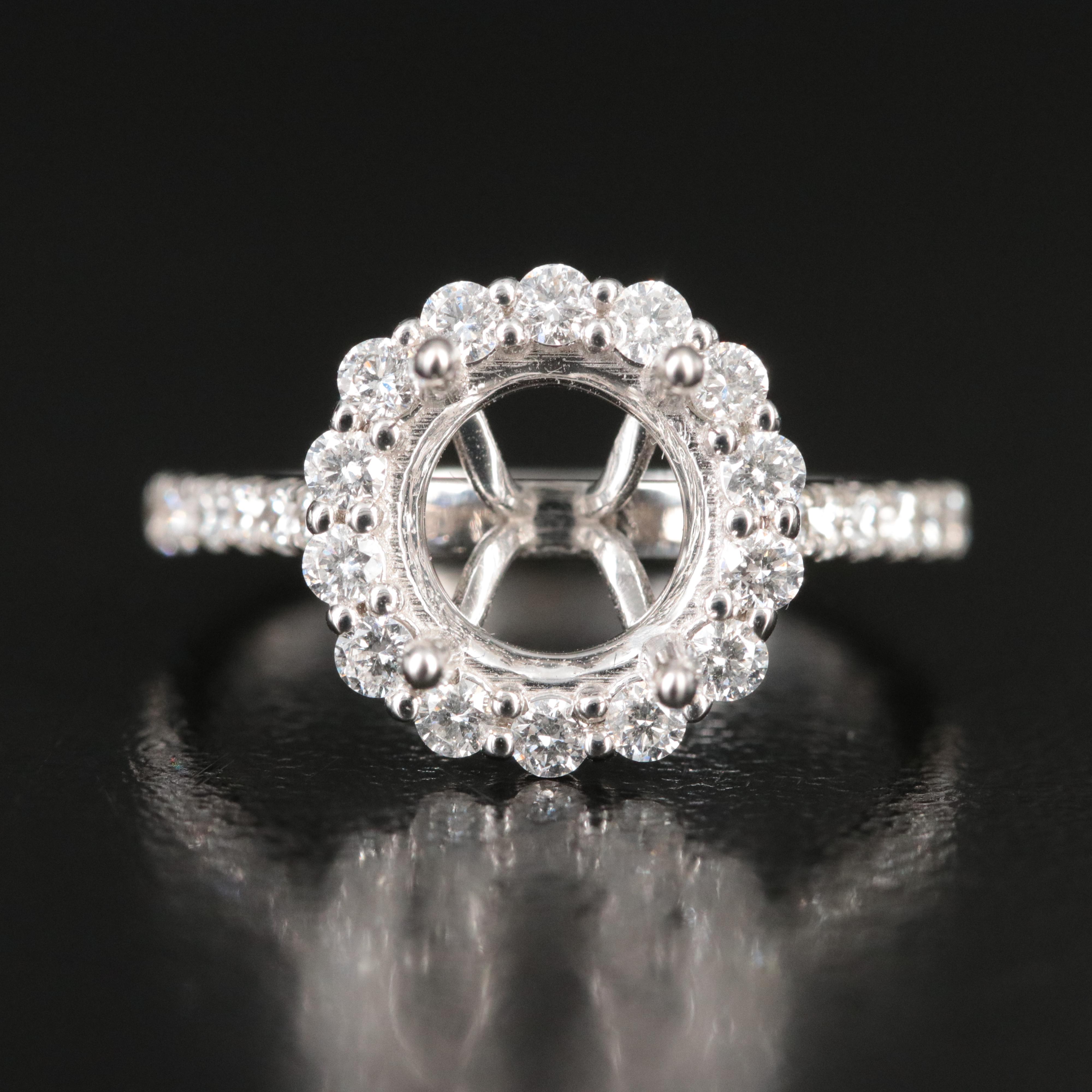 14K 0.71 CTW Diamond Semi Mount Ring