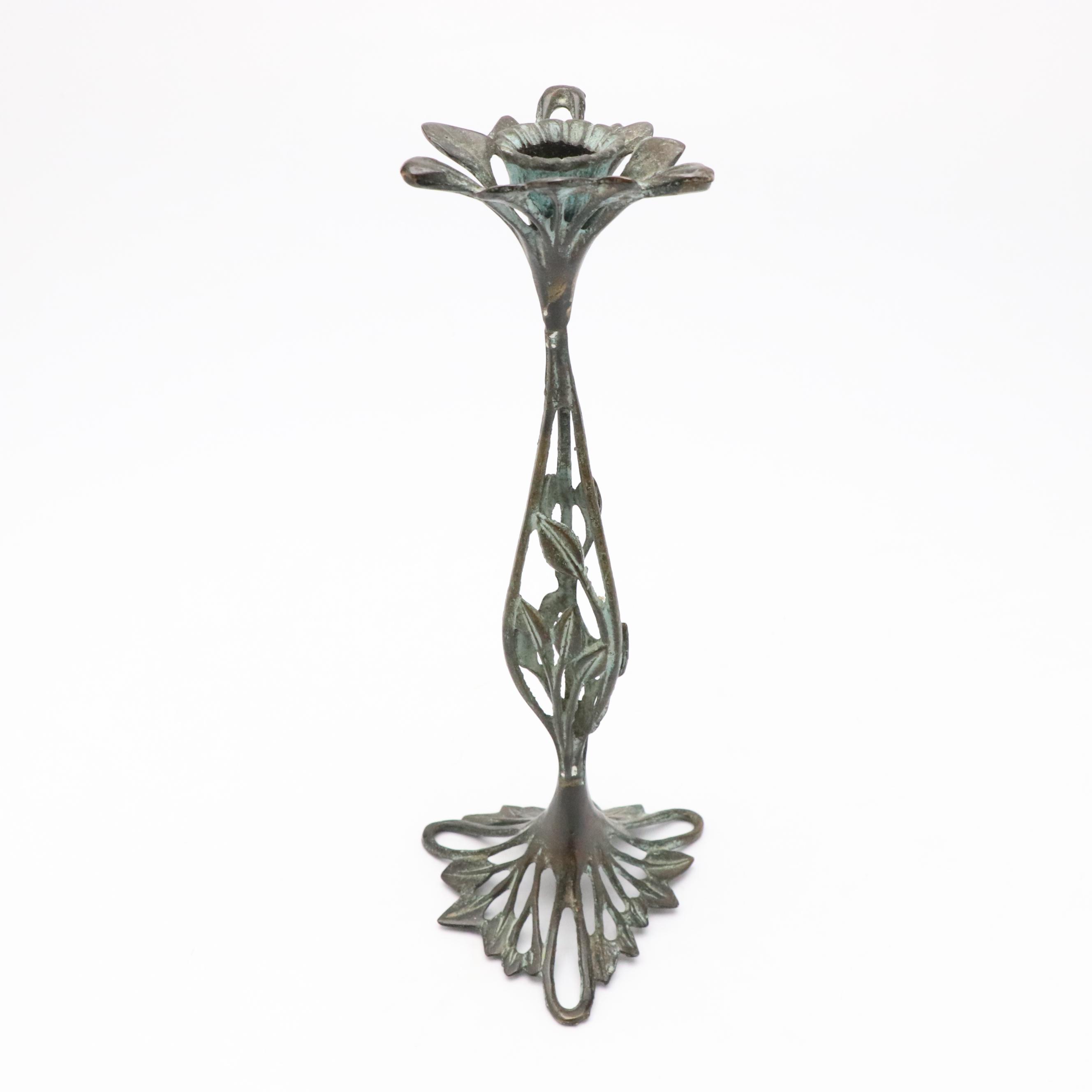 Cherokee Bigmeat Carved Wedding Vase with Beaux Arts Candle Stand