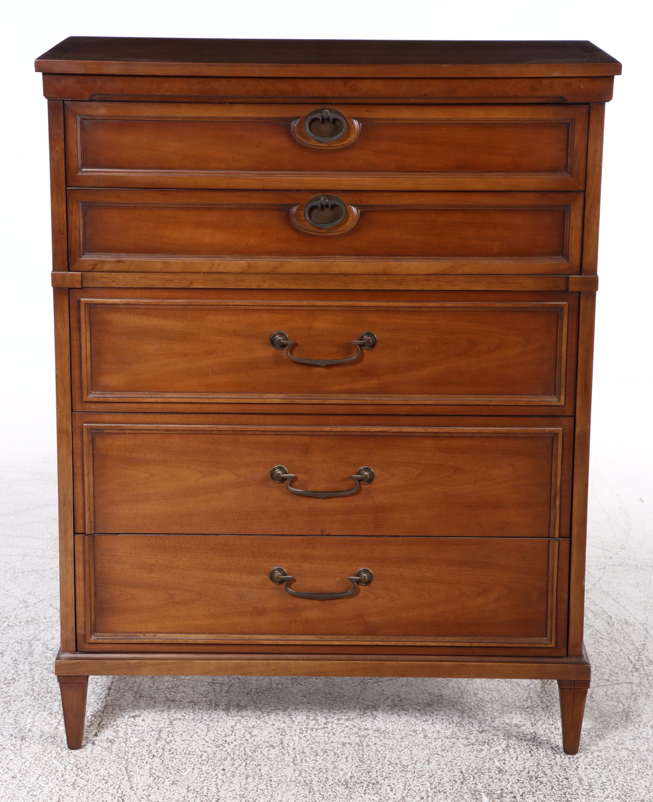 Walnut Five-Drawer Chest, Mid-20th Century