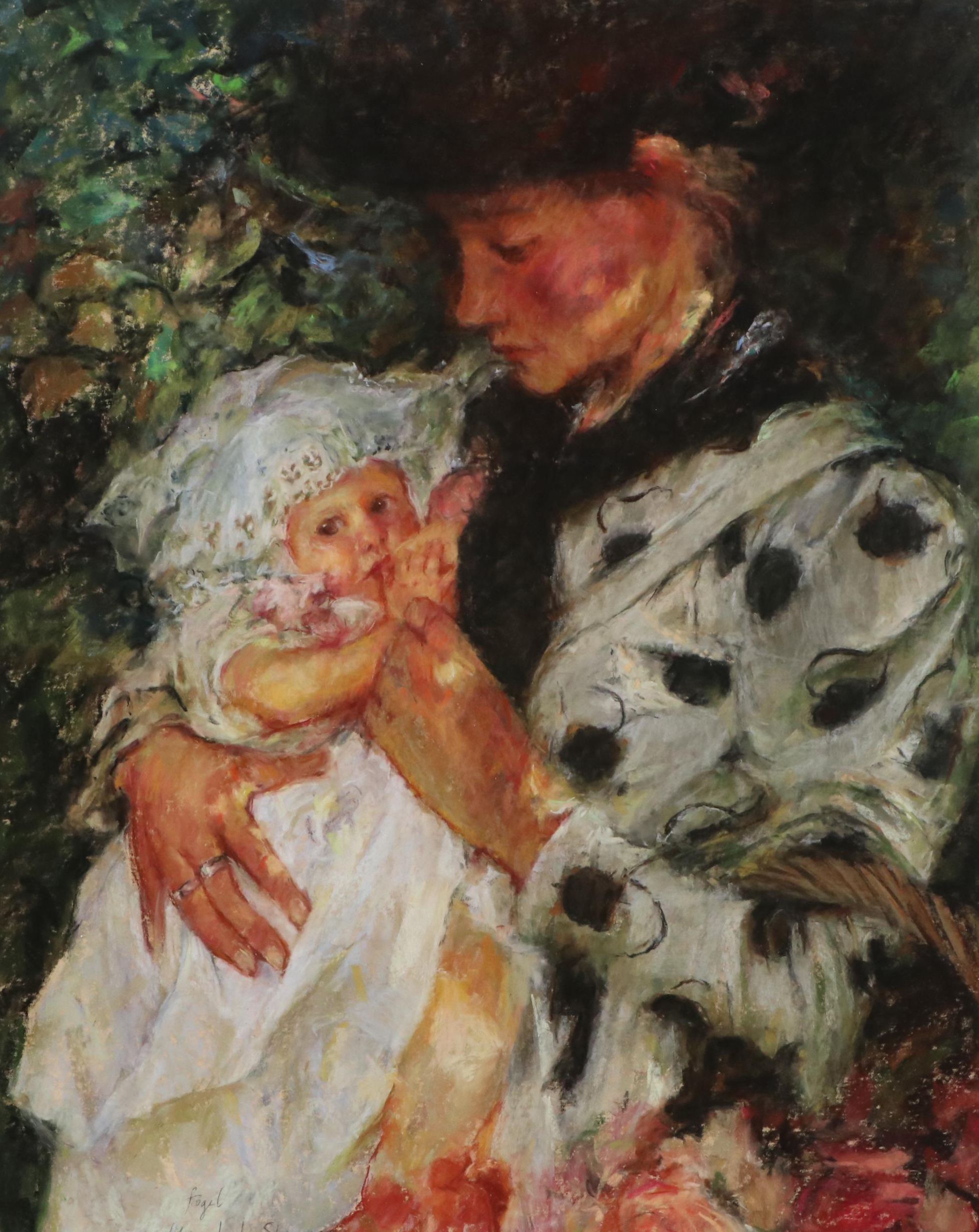 Fogel Pastel Drawing of Mother and Child After James Jebusa Shannon