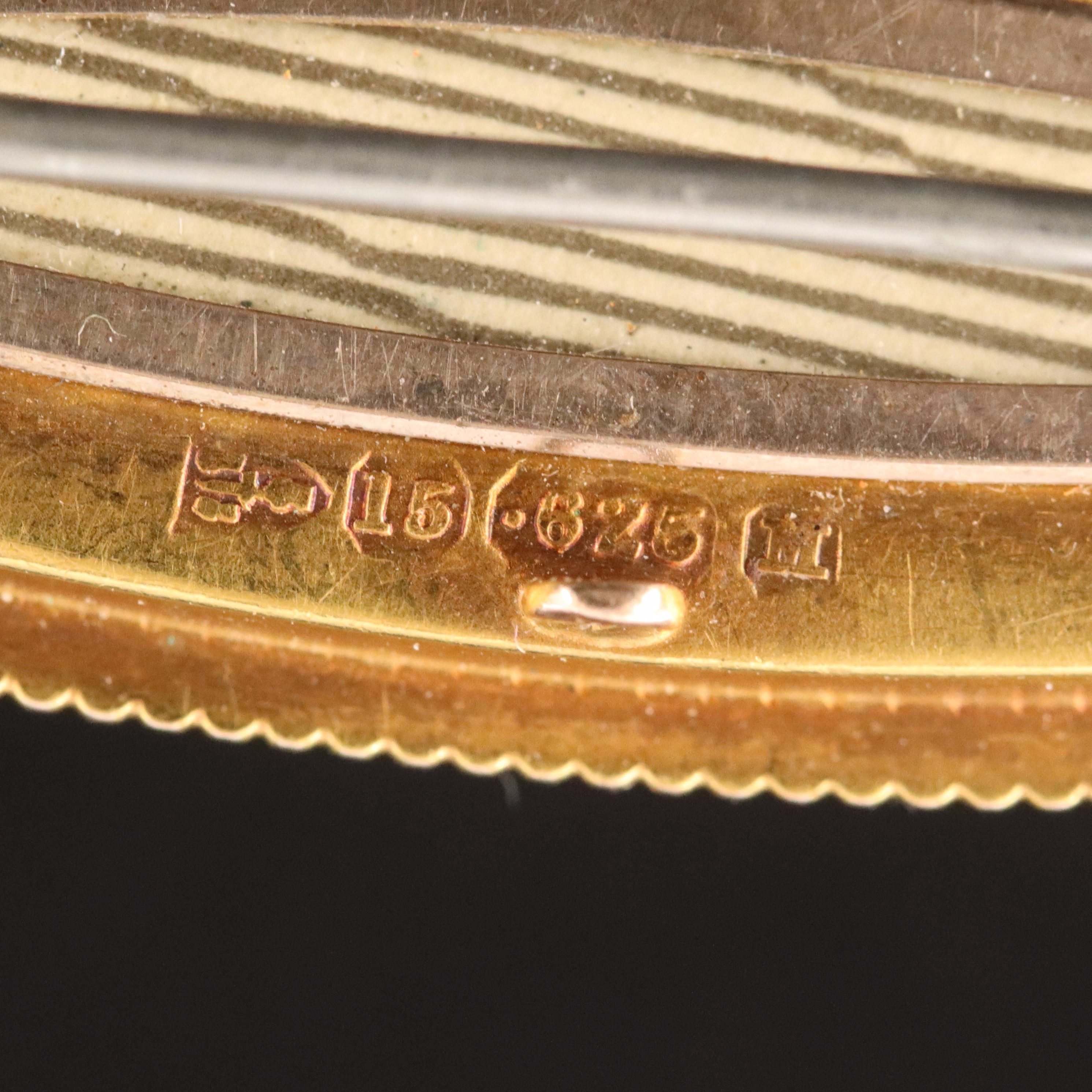 Victorian 15K 0.17 CT Diamond Mourning Brooch