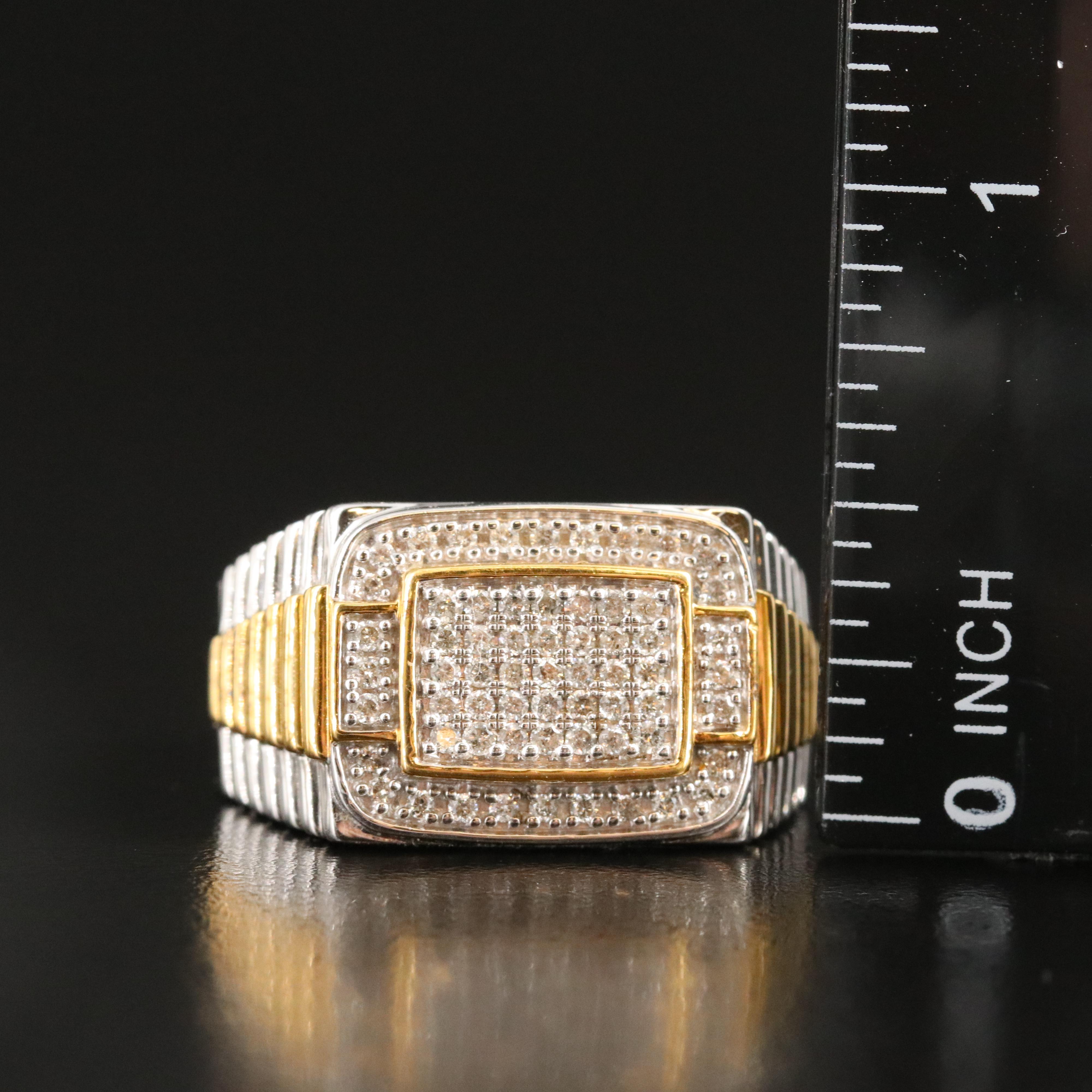Sterling Diamond Rectangular Ring