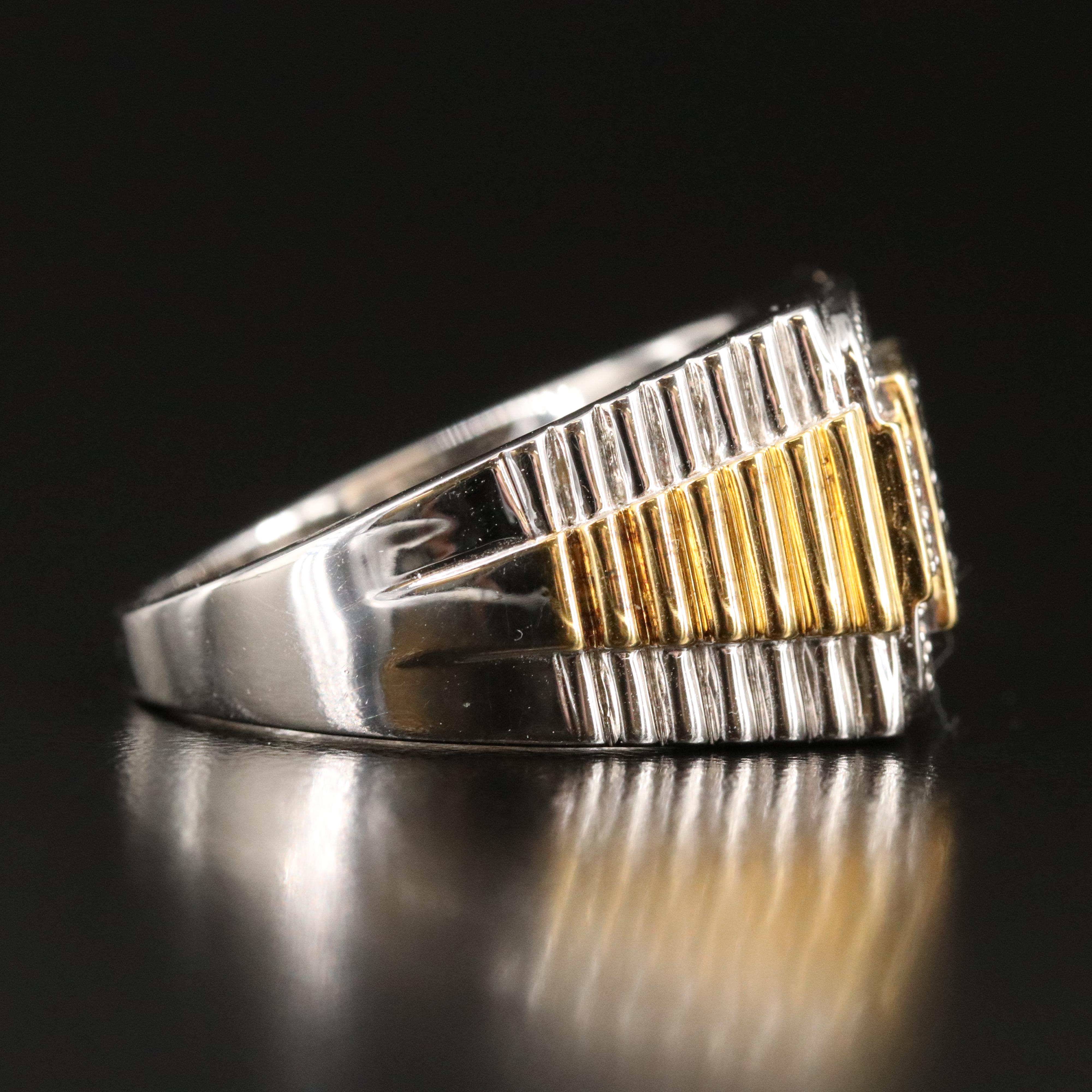 Sterling Diamond Rectangular Ring