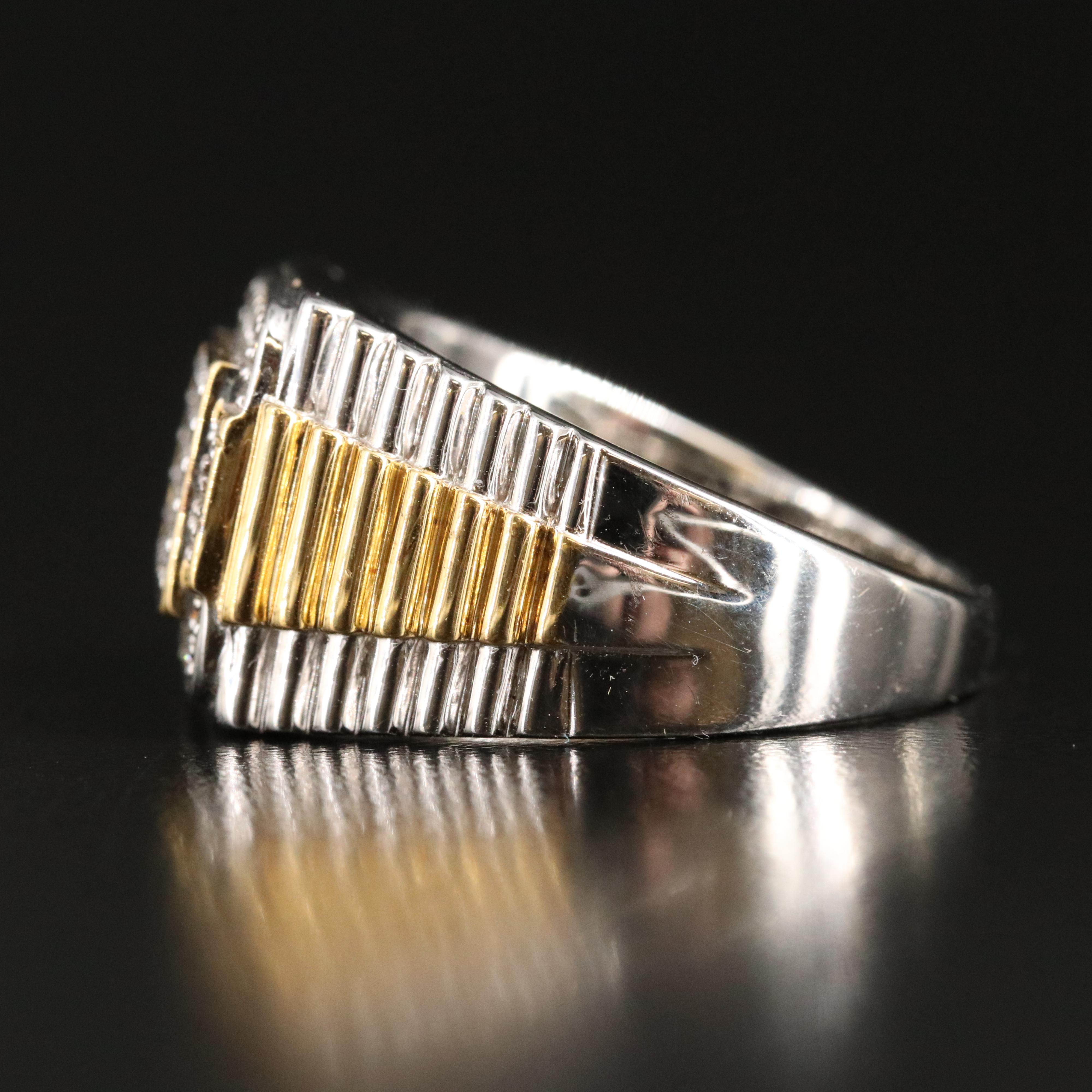 Sterling Diamond Rectangular Ring