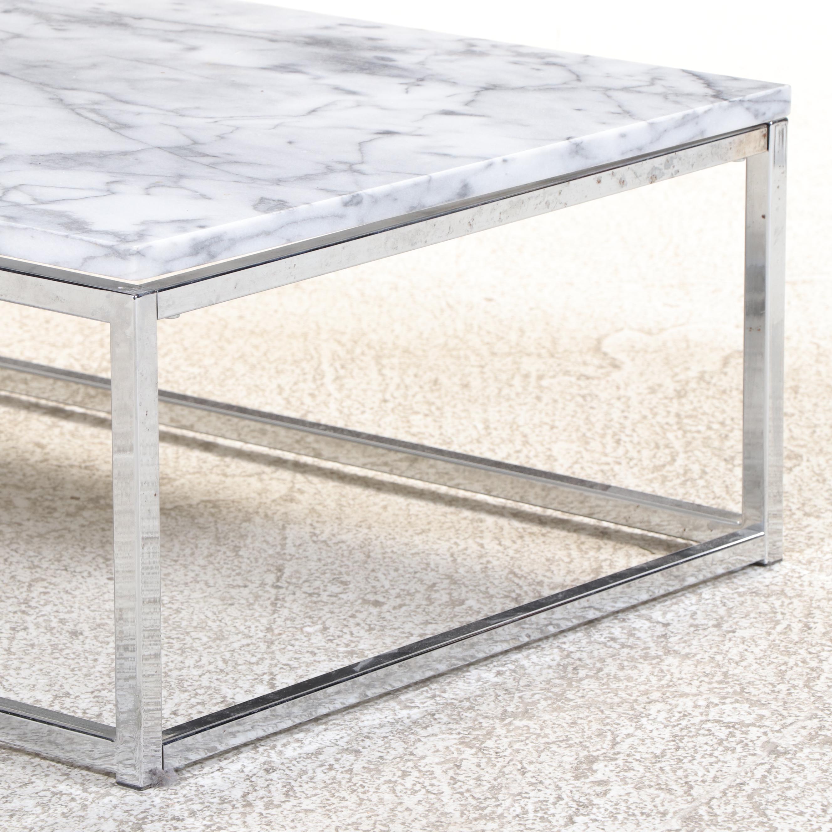 Crate & Barrel Marble and Chrome Coffee Table