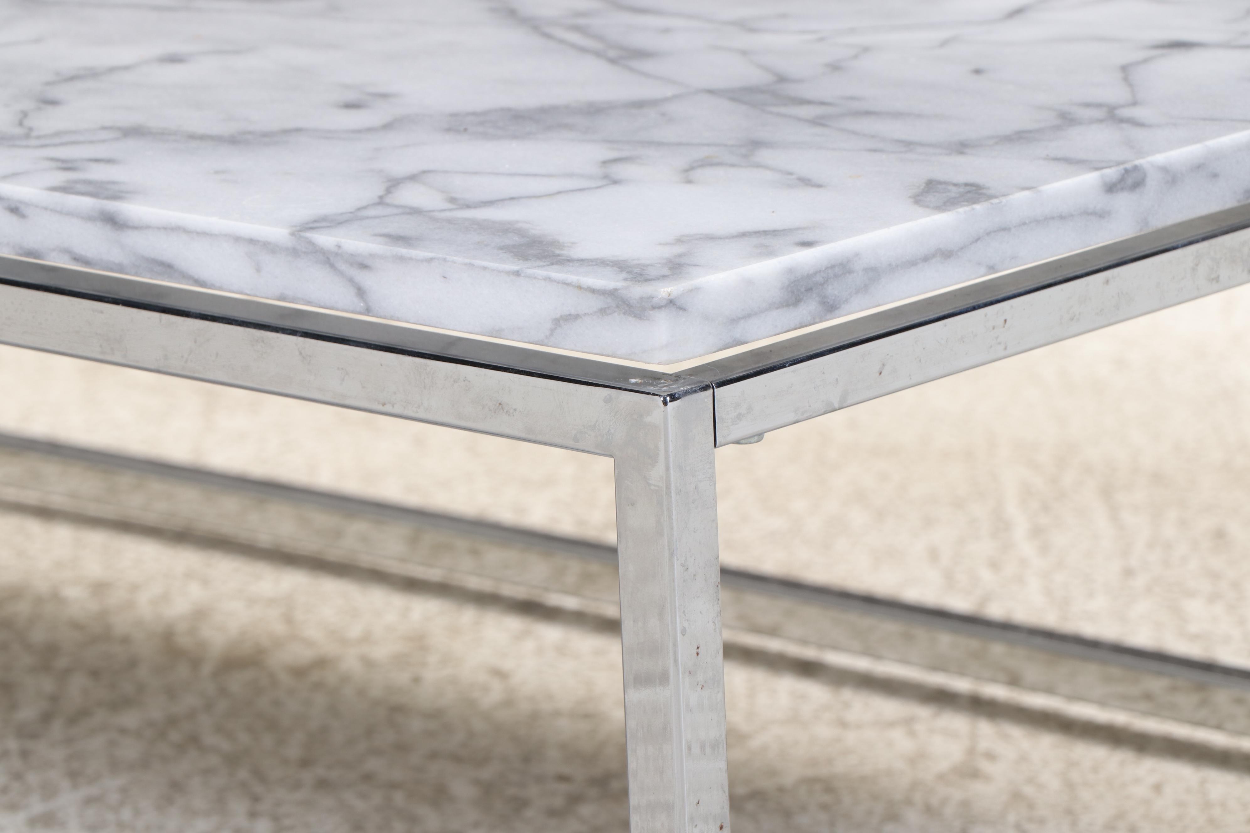Crate & Barrel Marble and Chrome Coffee Table