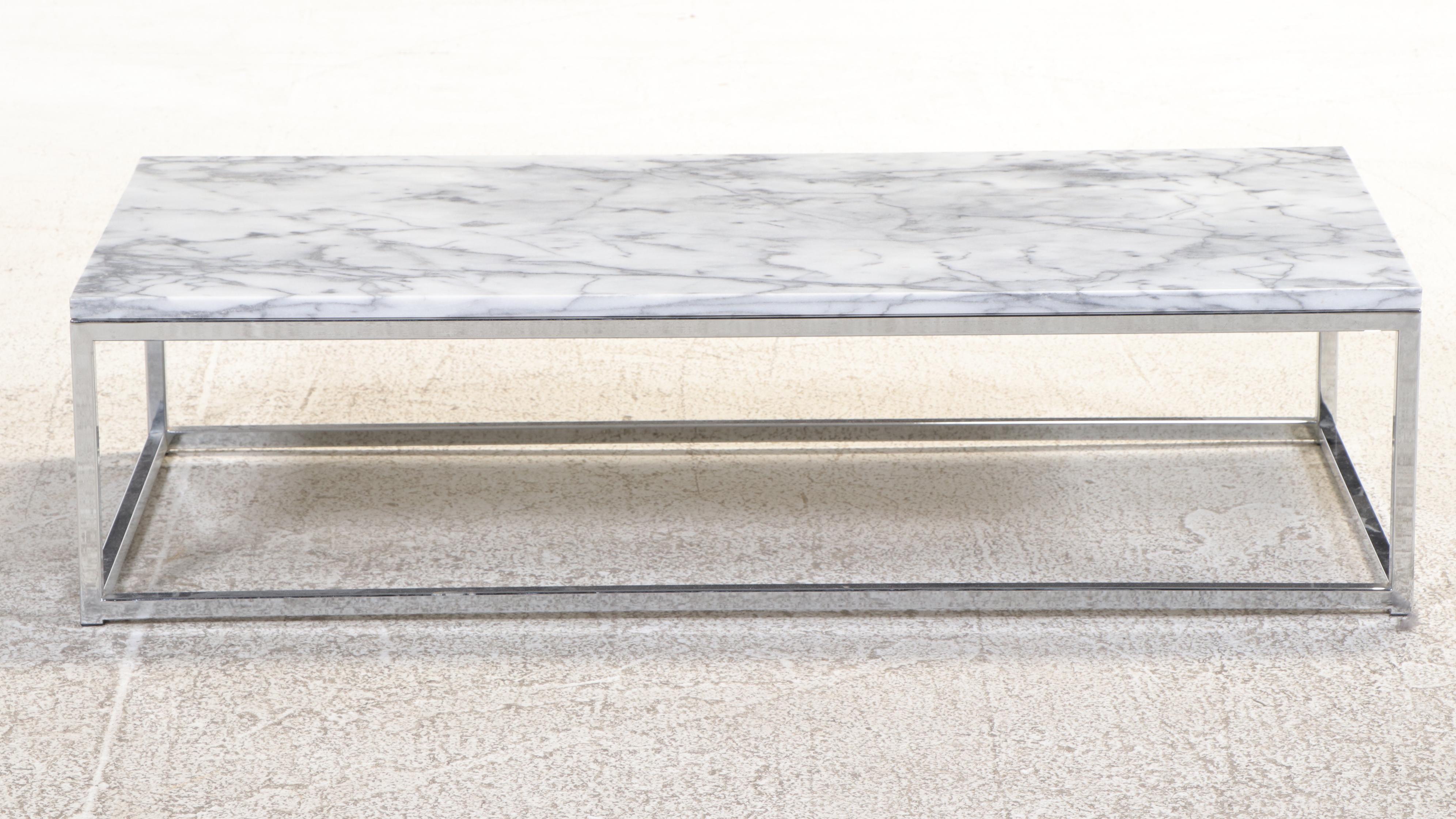 Crate & Barrel Marble and Chrome Coffee Table