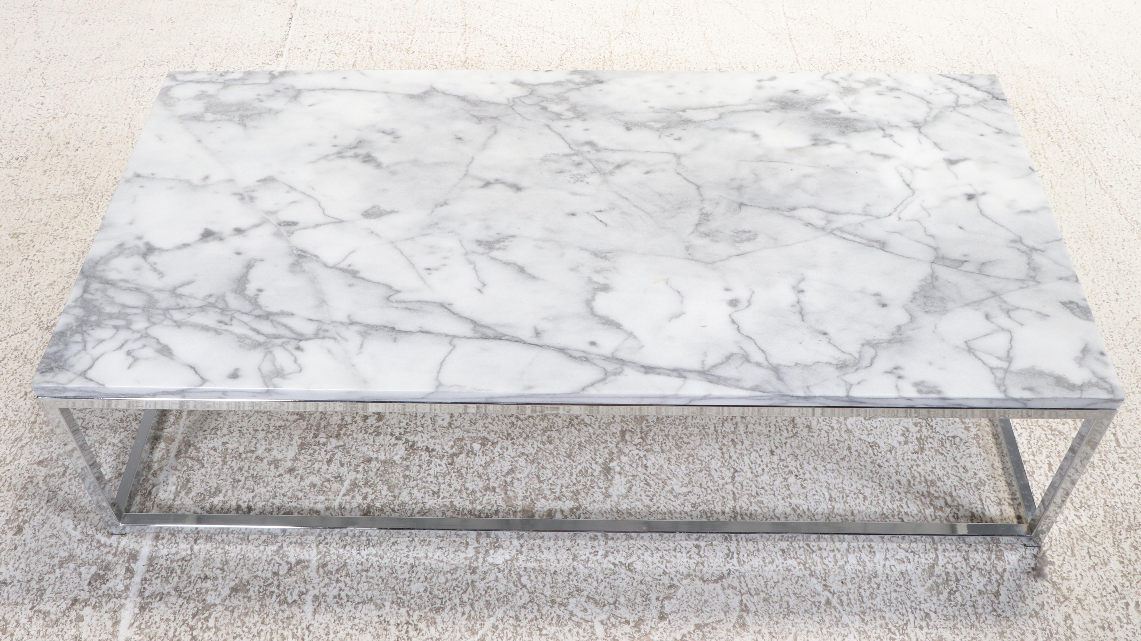 Crate & Barrel Marble and Chrome Coffee Table