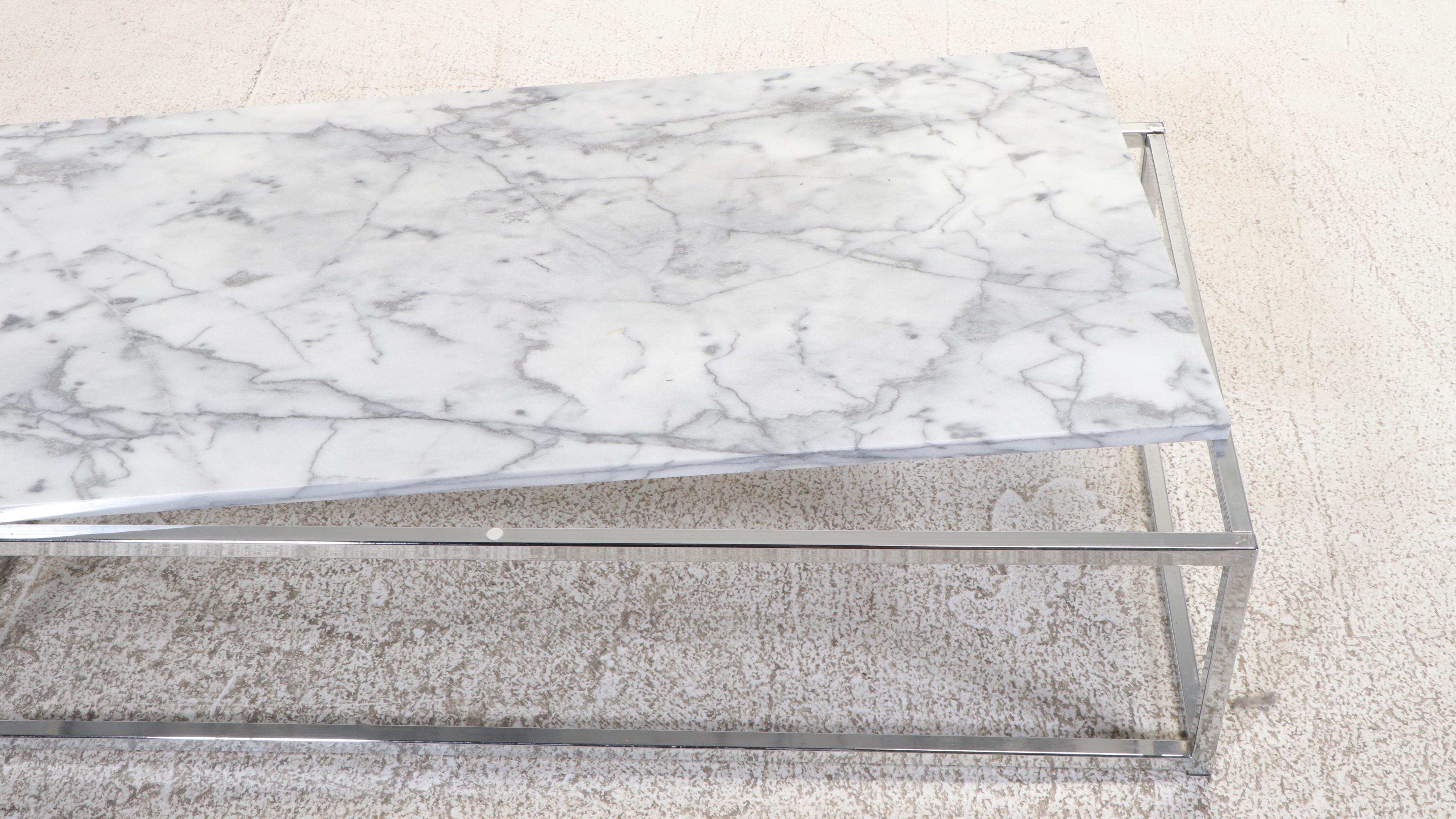 Crate & Barrel Marble and Chrome Coffee Table