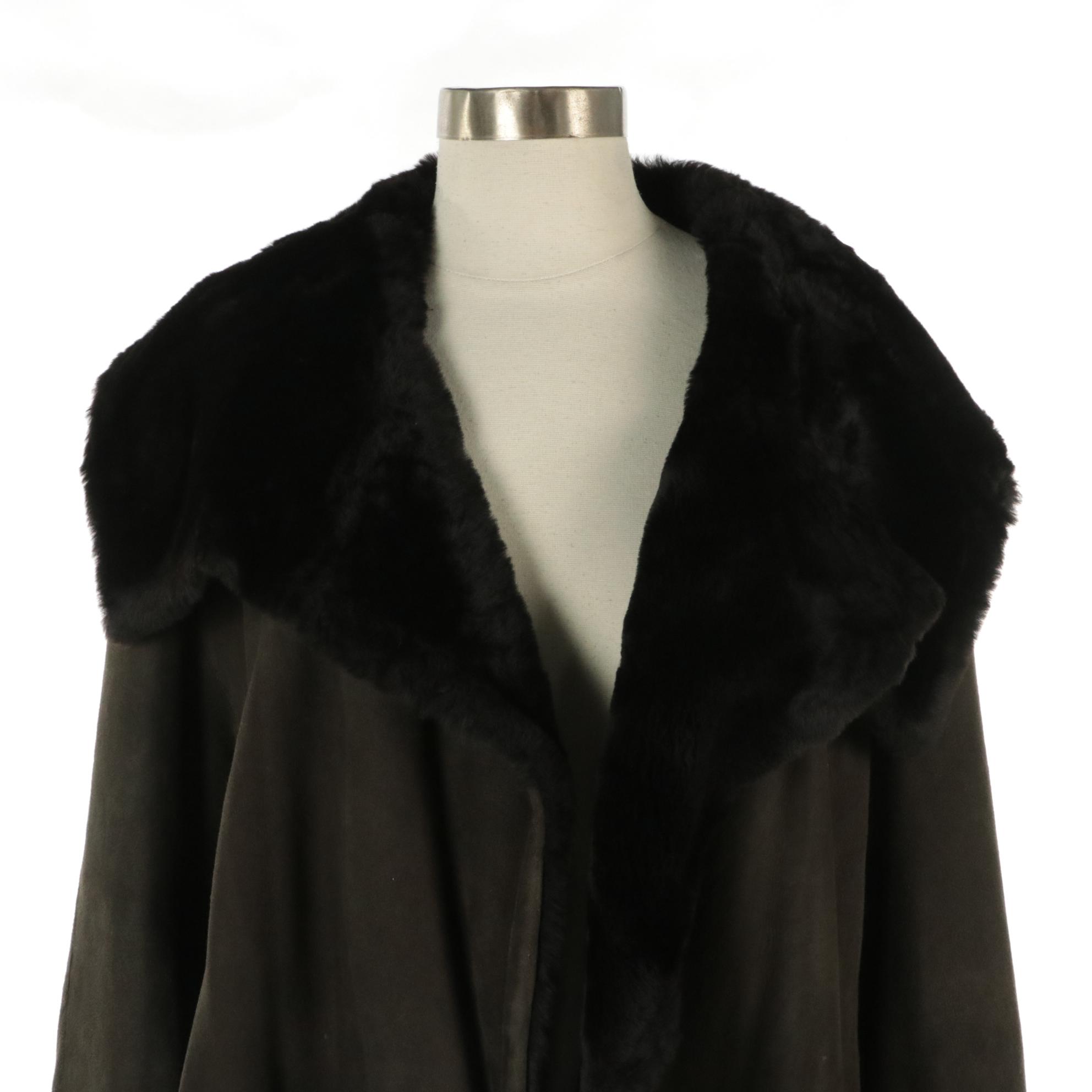 Donna Karan New York Essentials Brown Shearling Coat, With Tags