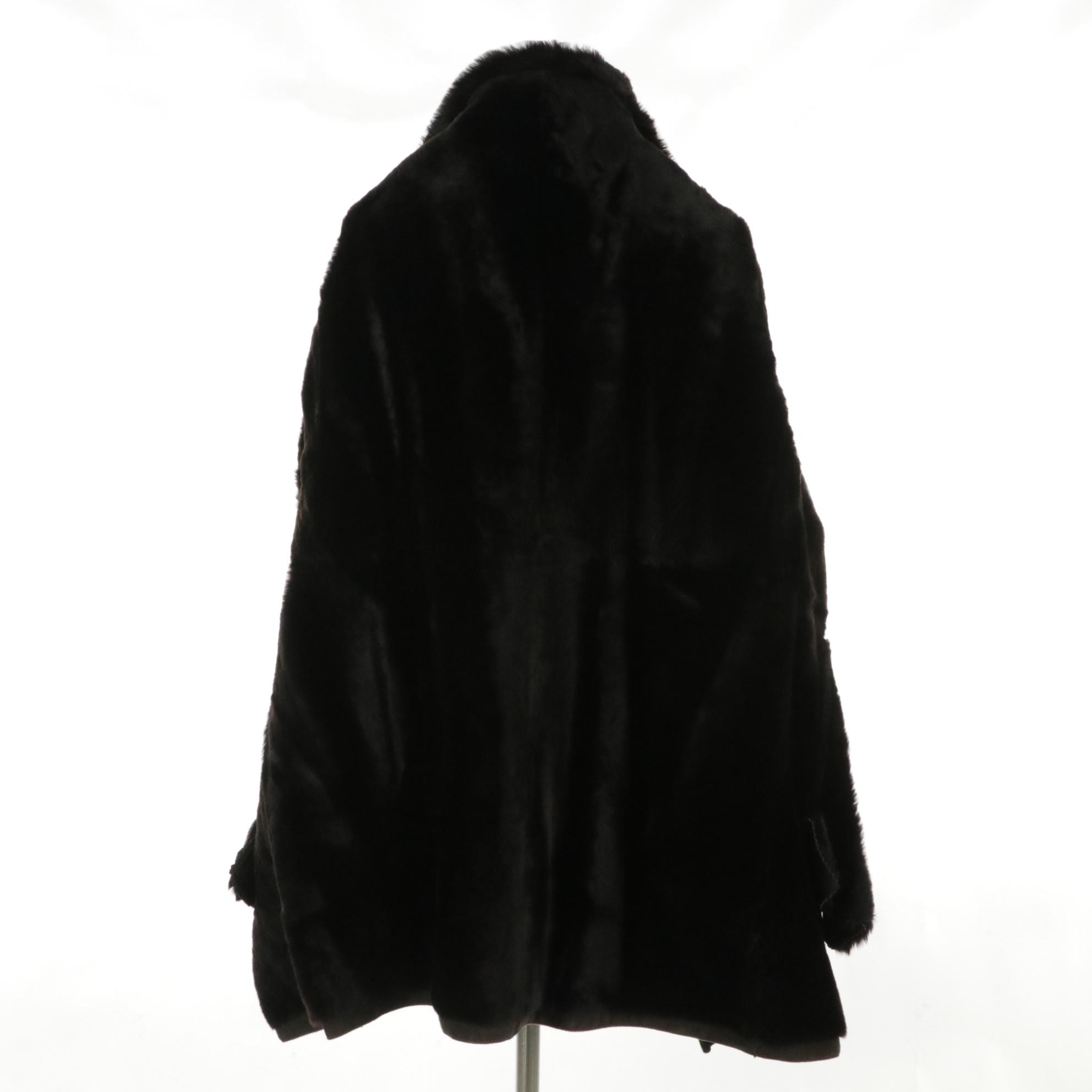 Donna Karan New York Essentials Brown Shearling Coat, With Tags