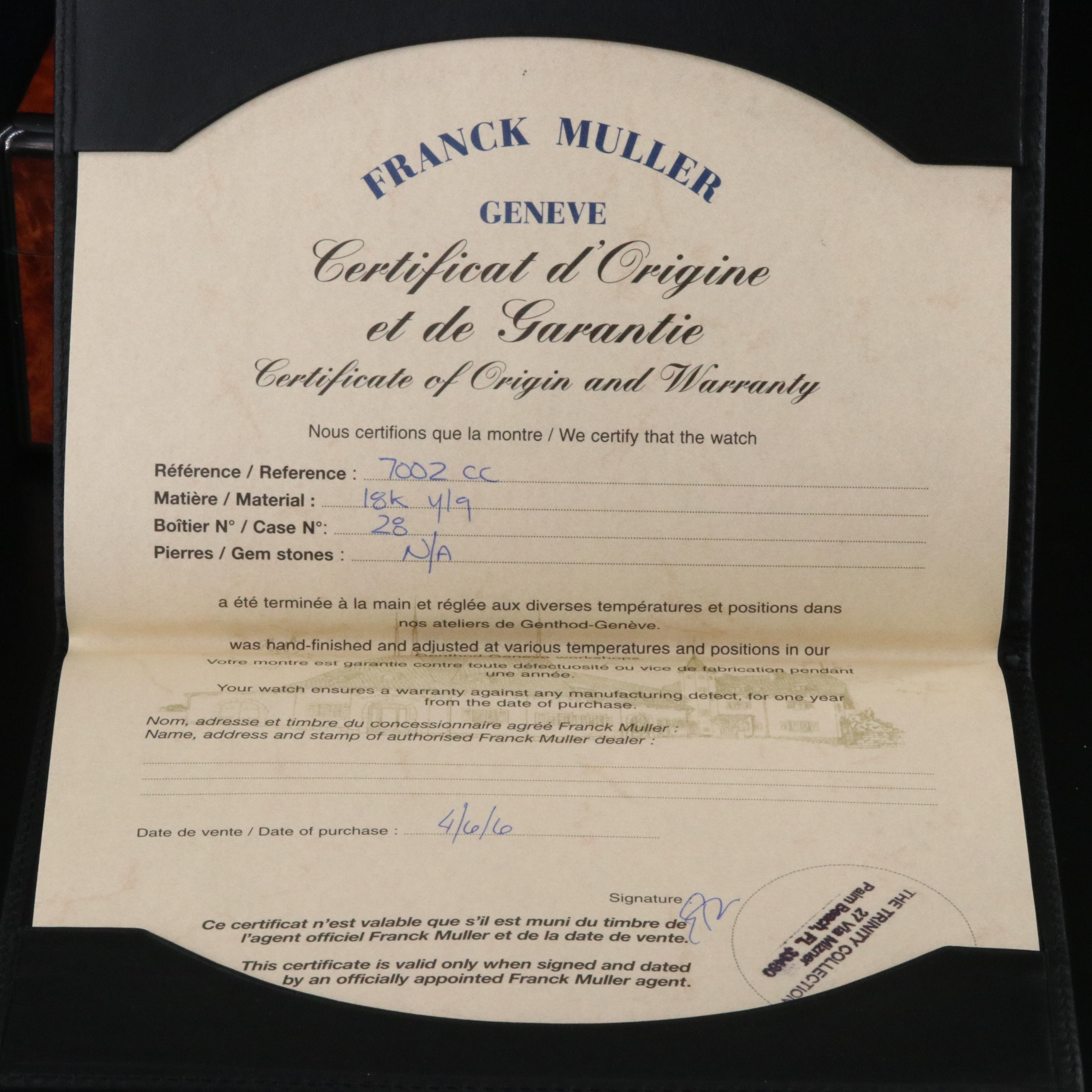 Franck Muller 18K Gold Chronograph Automatic Watch