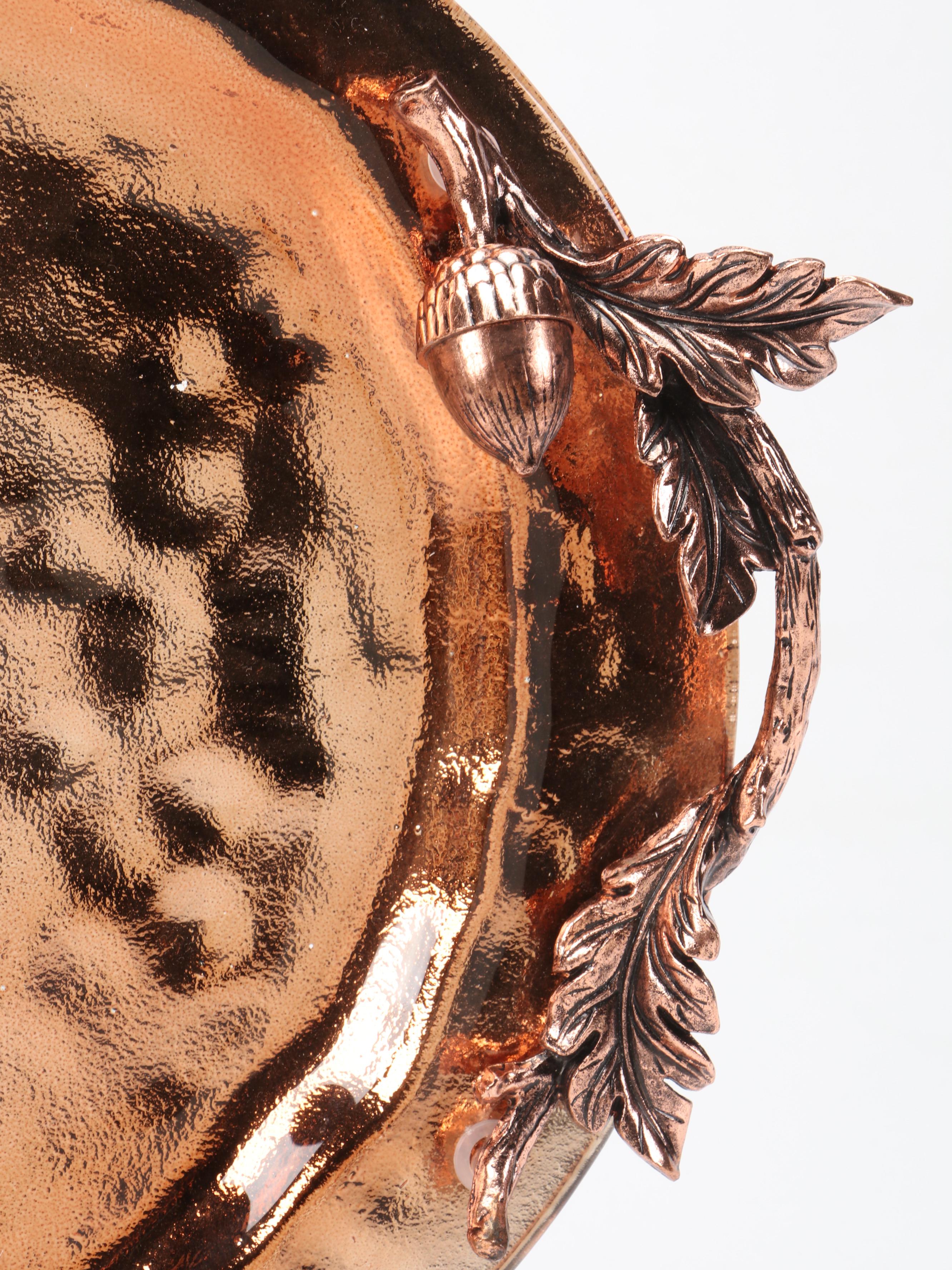 Spode "Christmas Tree" Porcelain Coffee Pot and Copper Tone Metal Serving Tray