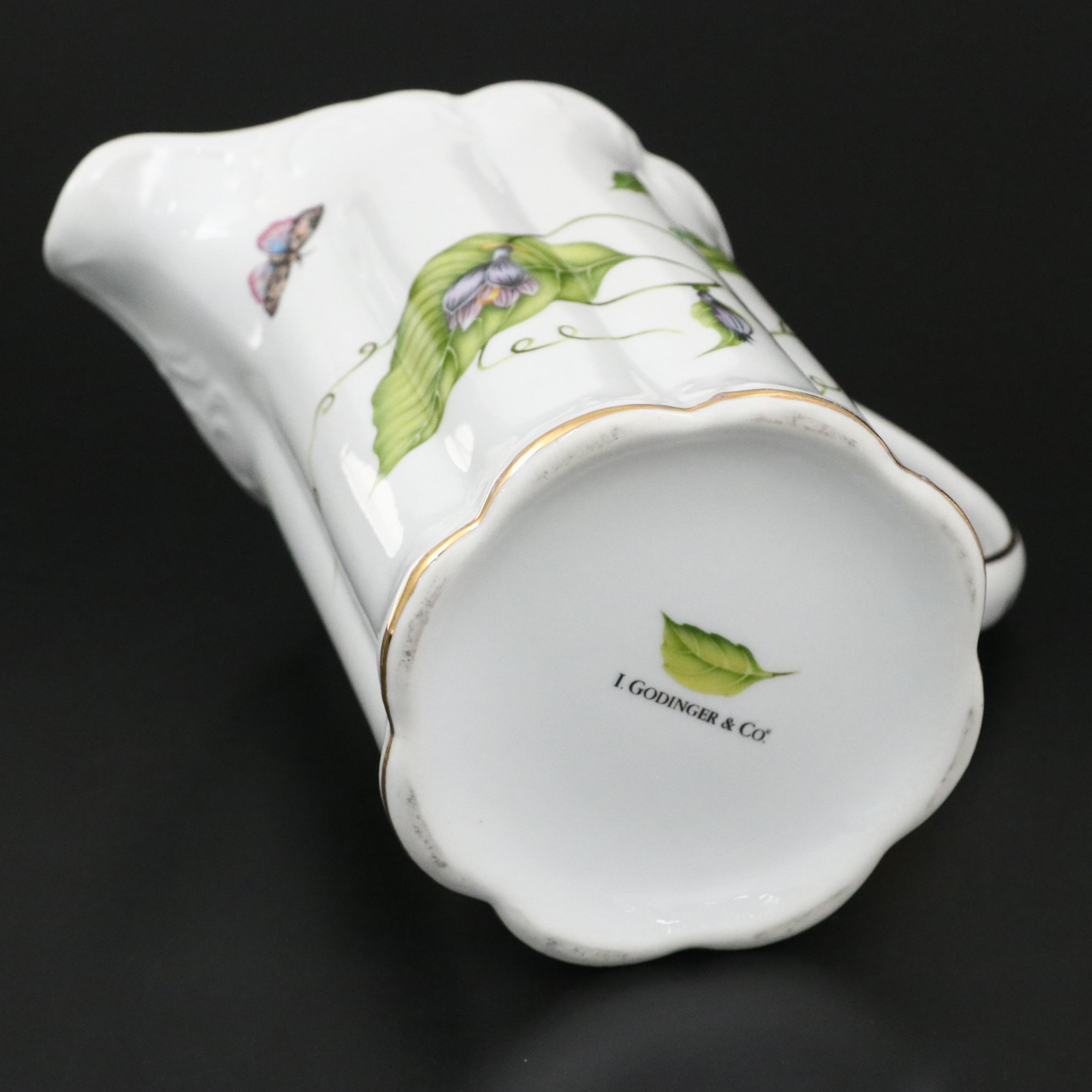 Godinger "Jardin" Porcelain Pitcher and Large Sandwich Tray