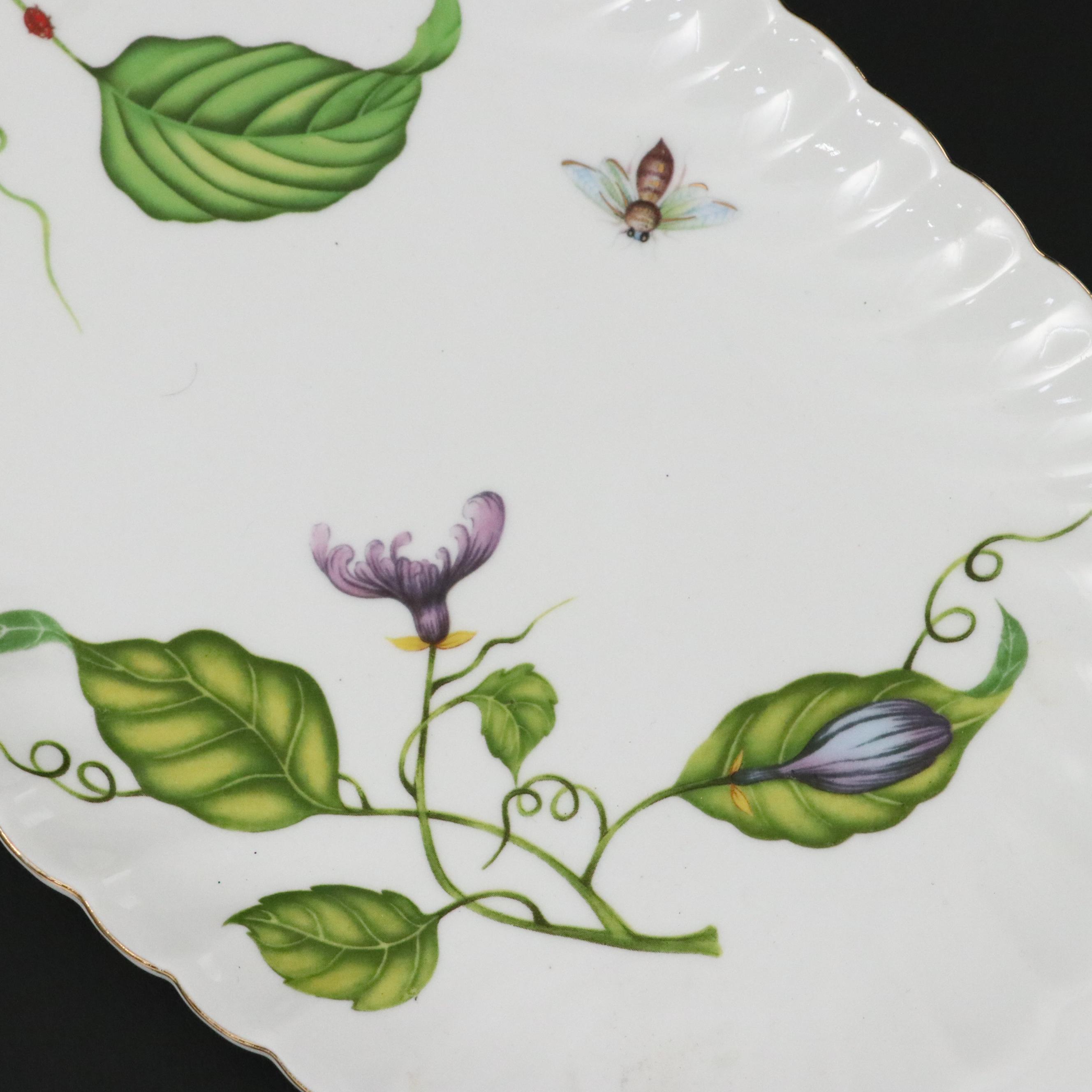 Godinger "Jardin" Porcelain Pitcher and Large Sandwich Tray