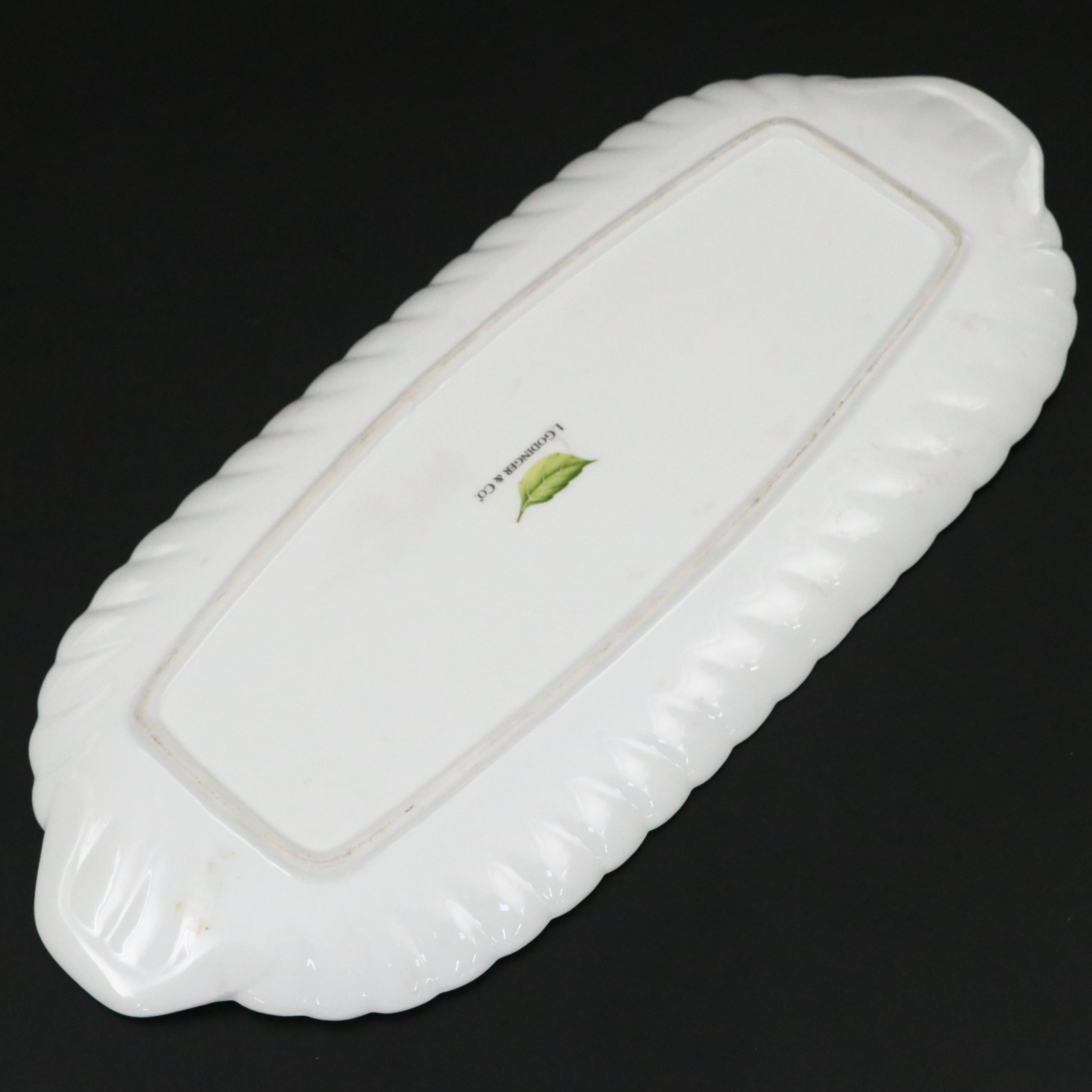 Godinger "Jardin" Porcelain Pitcher and Large Sandwich Tray