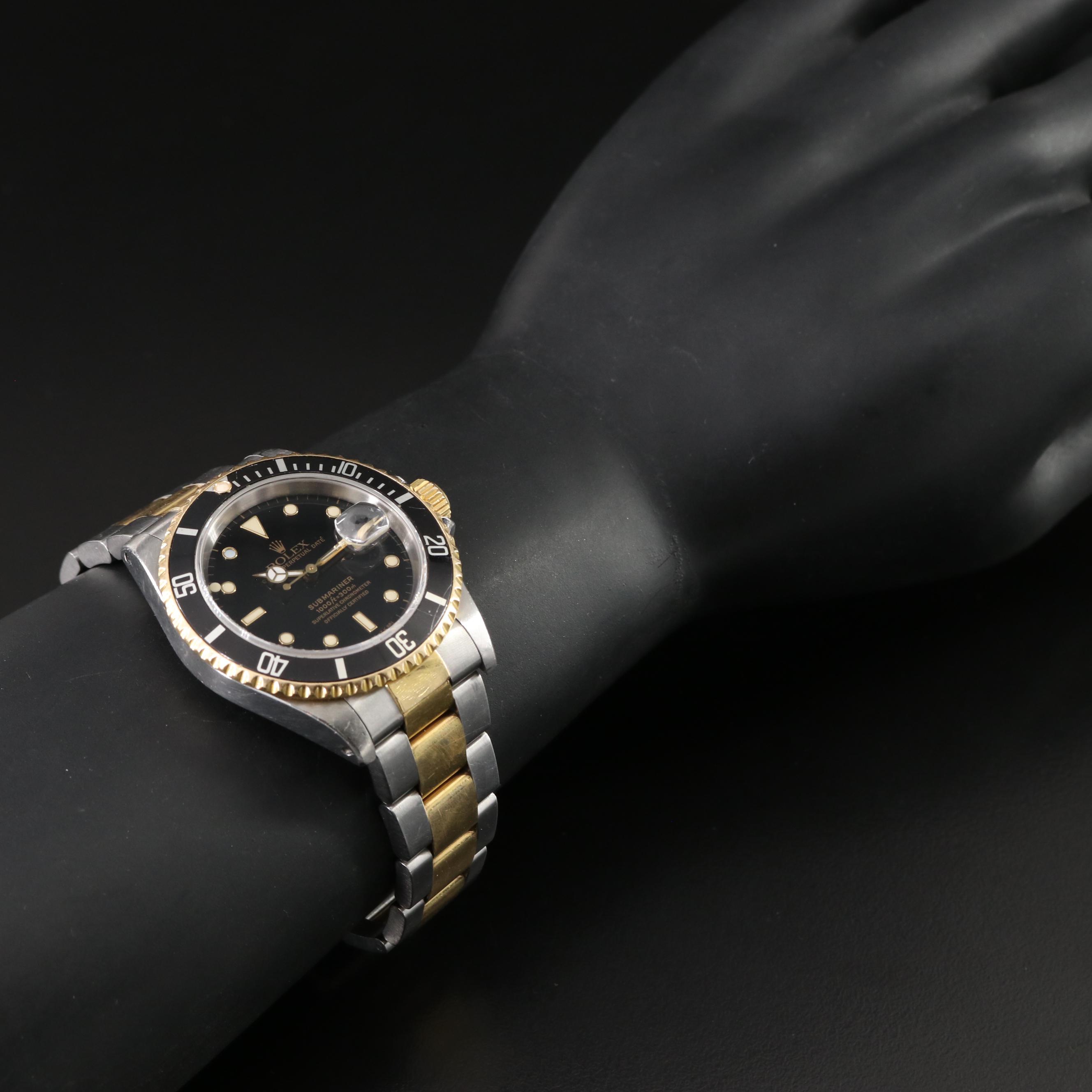1991 Rolex Two-Tone Black Dial Submariner Watch