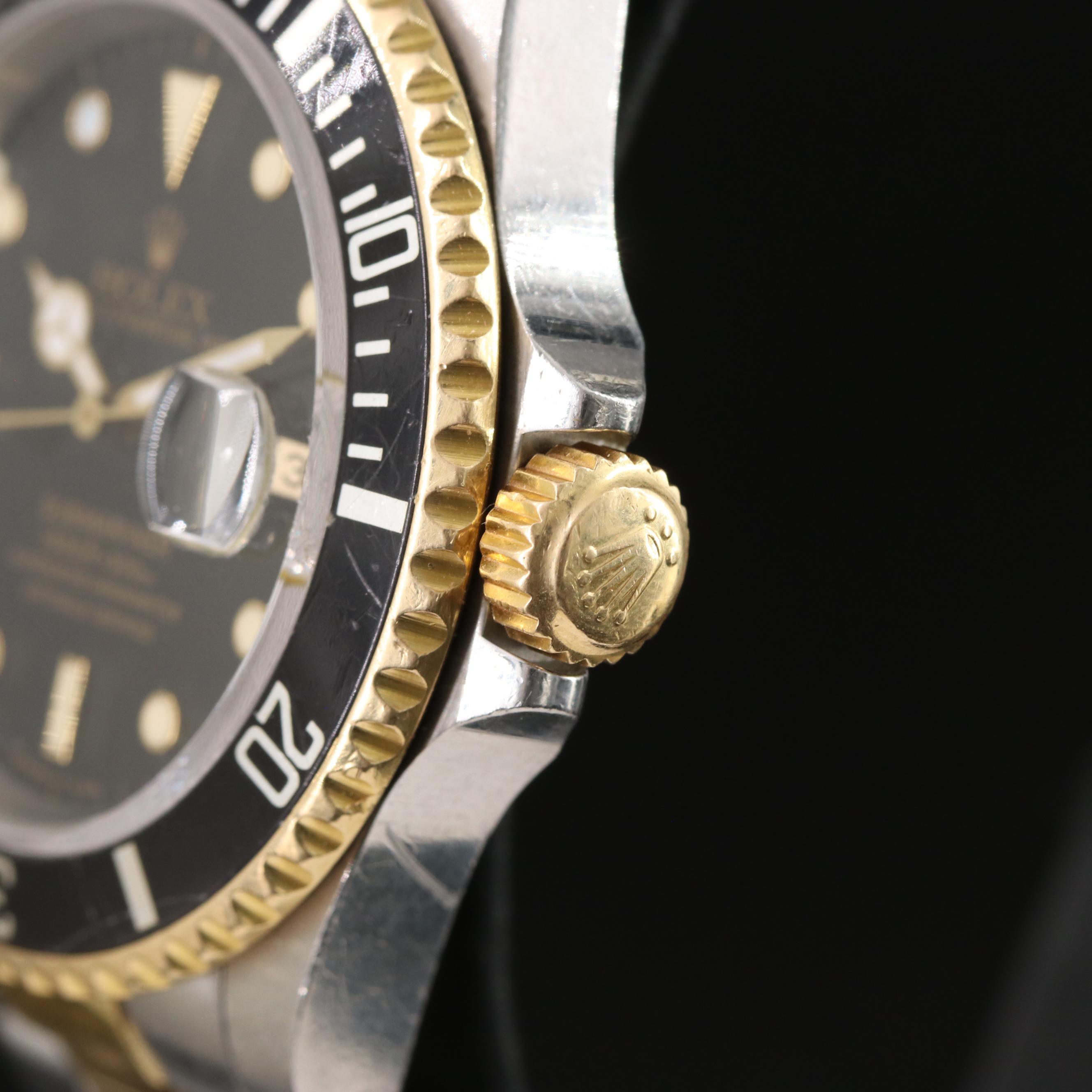 1991 Rolex Two-Tone Black Dial Submariner Watch