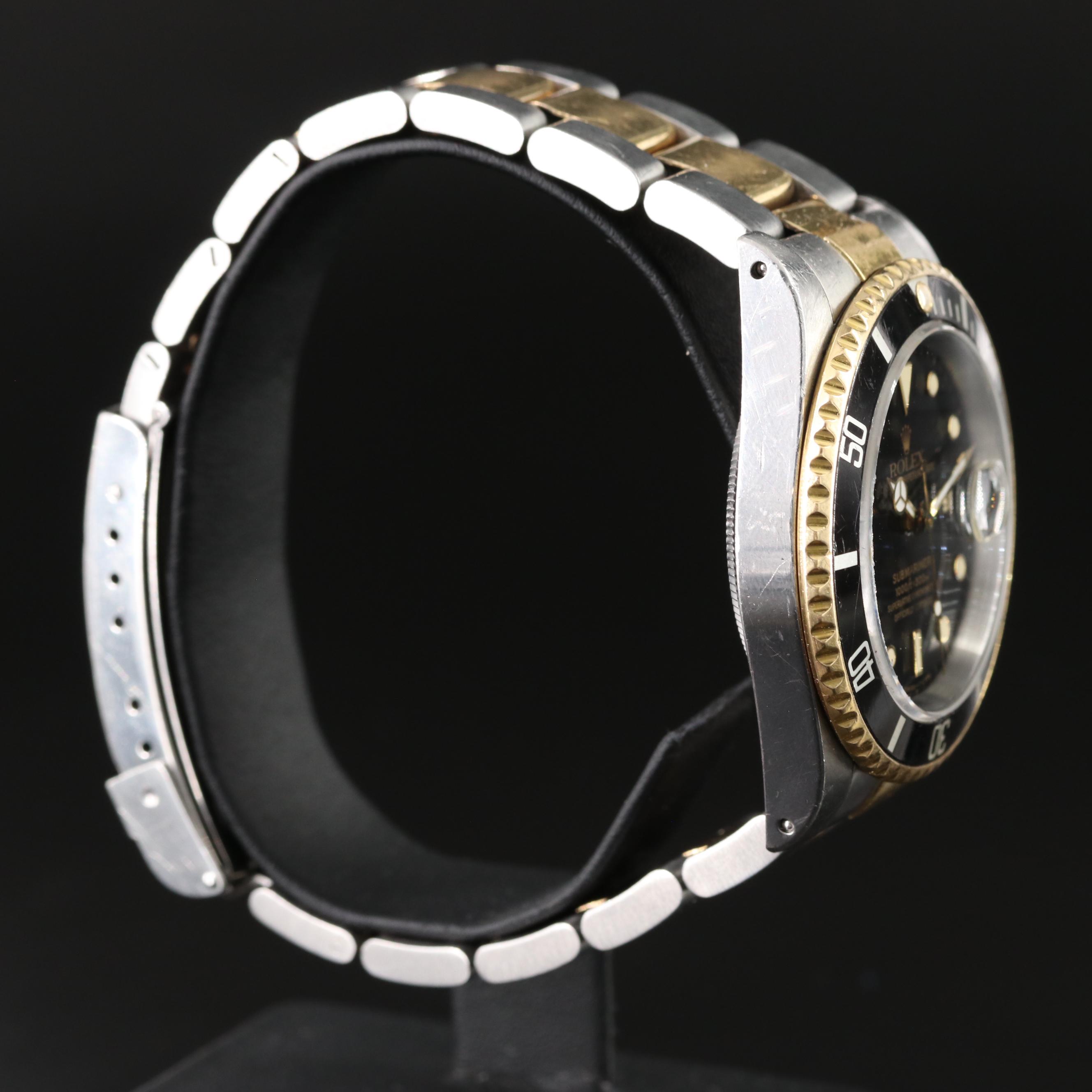 1991 Rolex Two-Tone Black Dial Submariner Watch