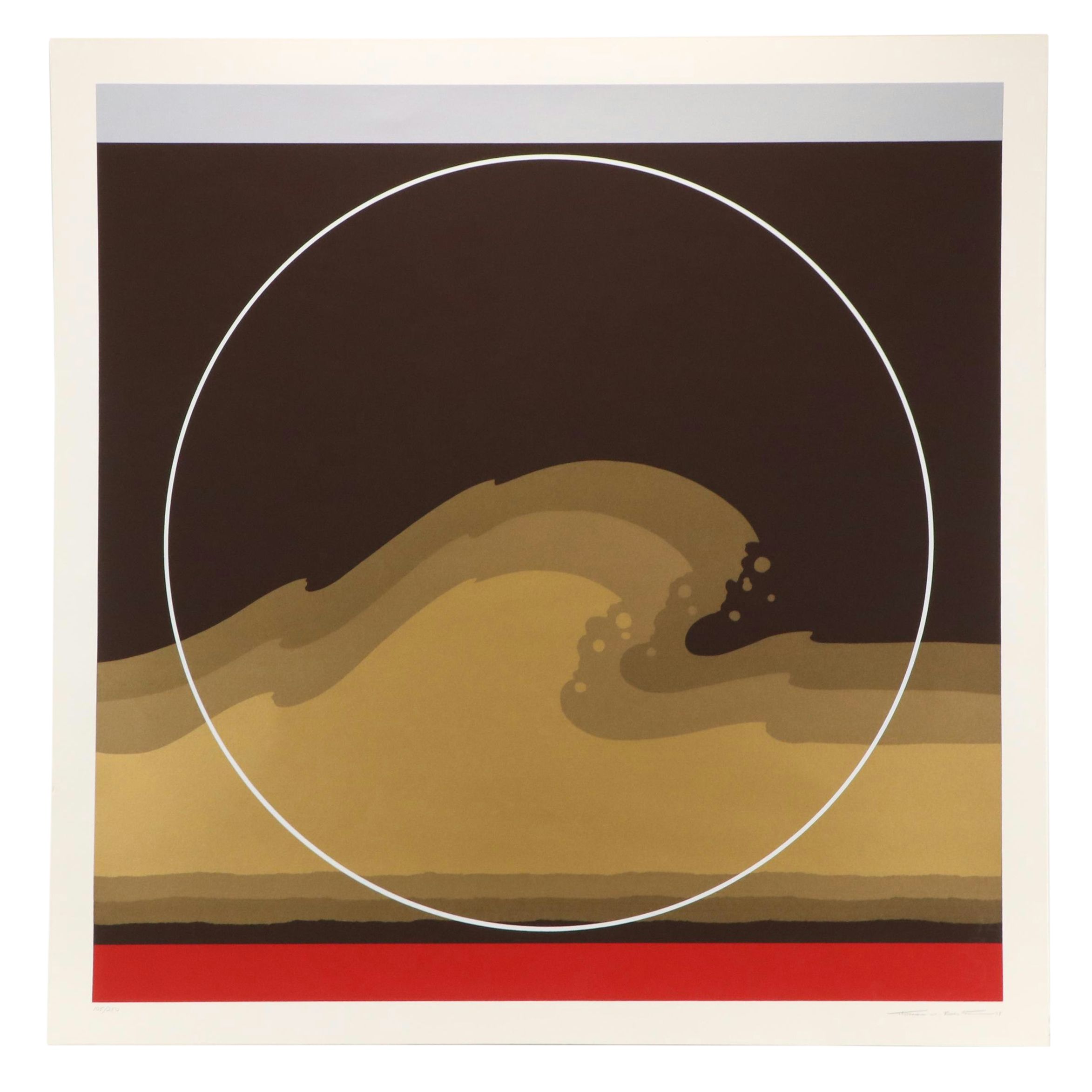 Thomas W. Benton Abstract Serigraph "Golden Waves," 1979