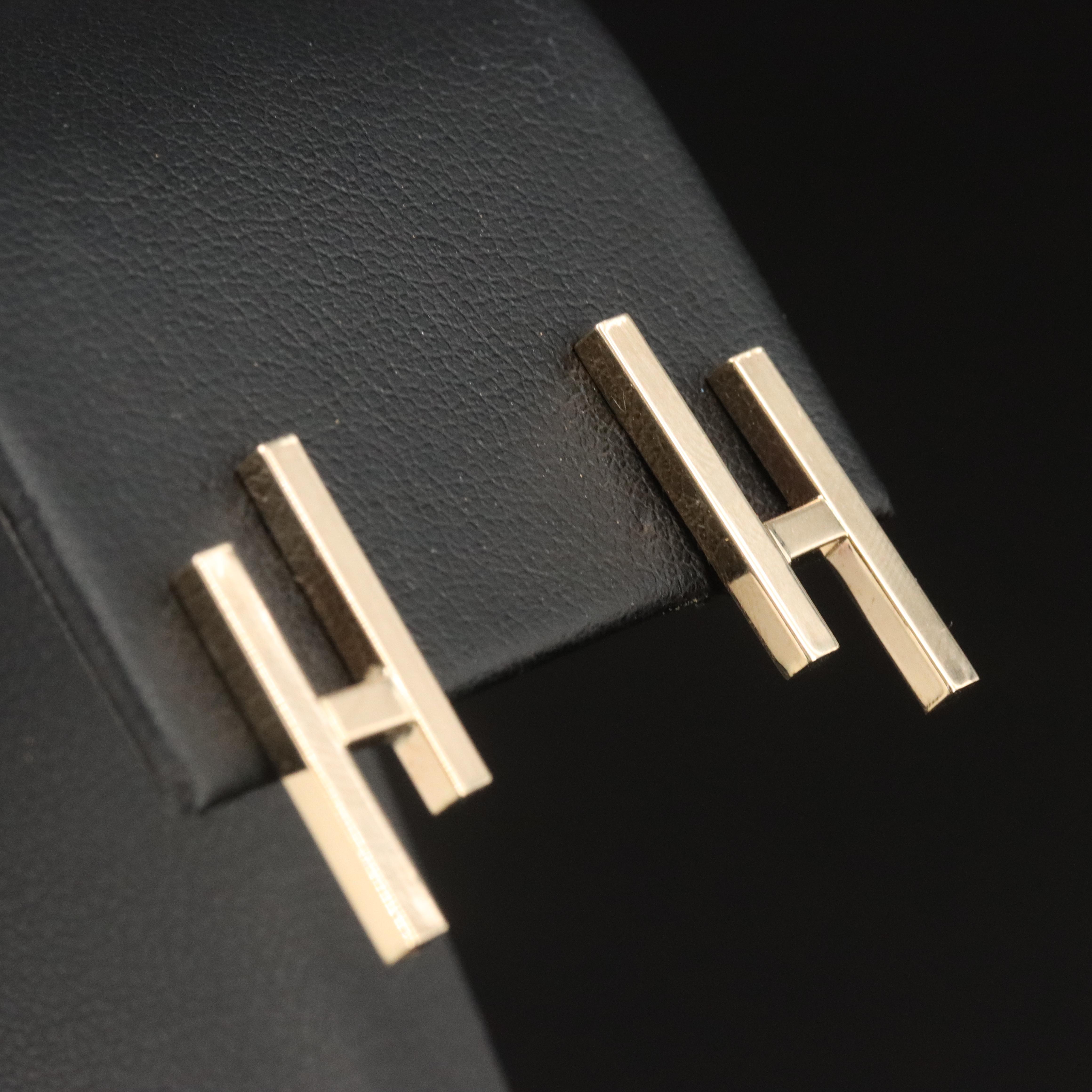 10K "H" Drop Earrings